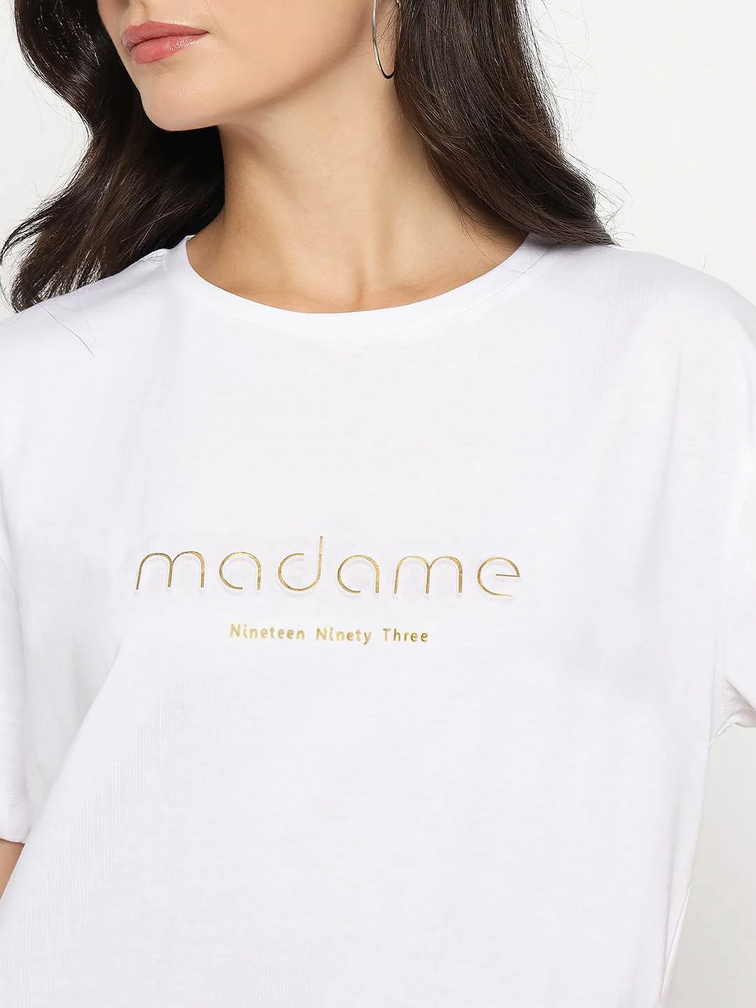 Madame Tyopgraphy Print White Cotton T-shirt - Image 7