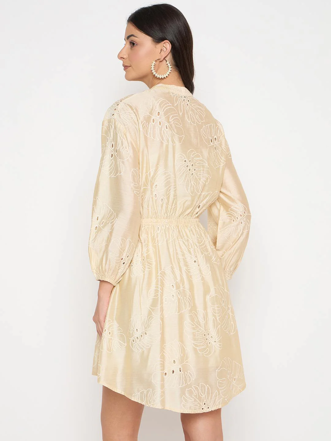Madame Schiffli Off White Viscose Blend Mini Dress - Image 6