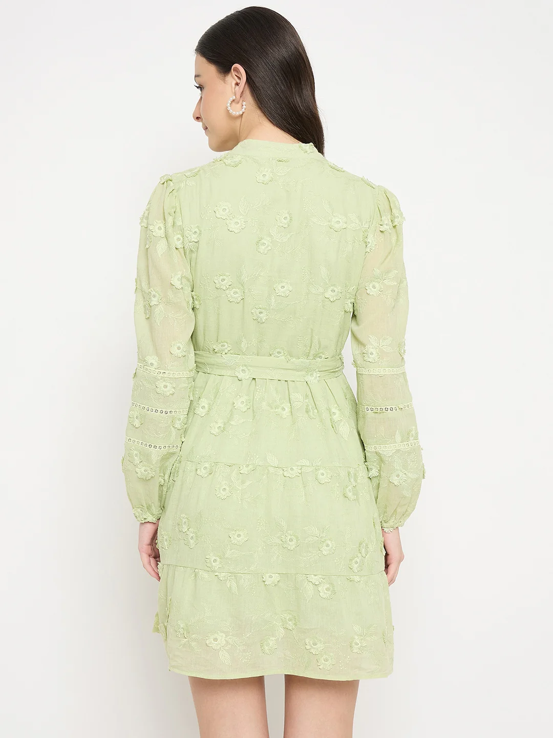 Madame Floral Applique Belted Short Dress - Image 7