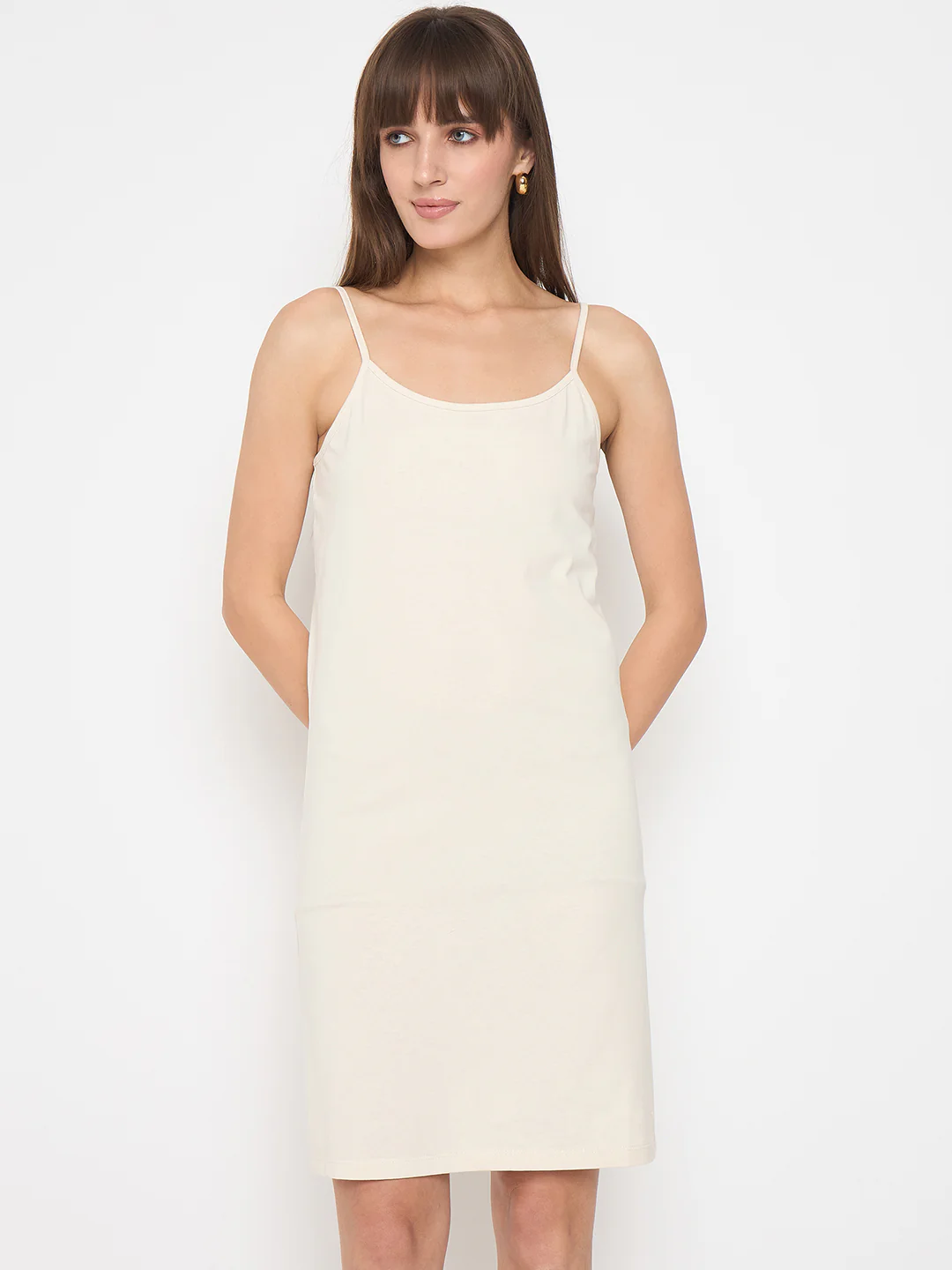 Madame Crochet Self Design Strap Beige Midi Dress - Image 6