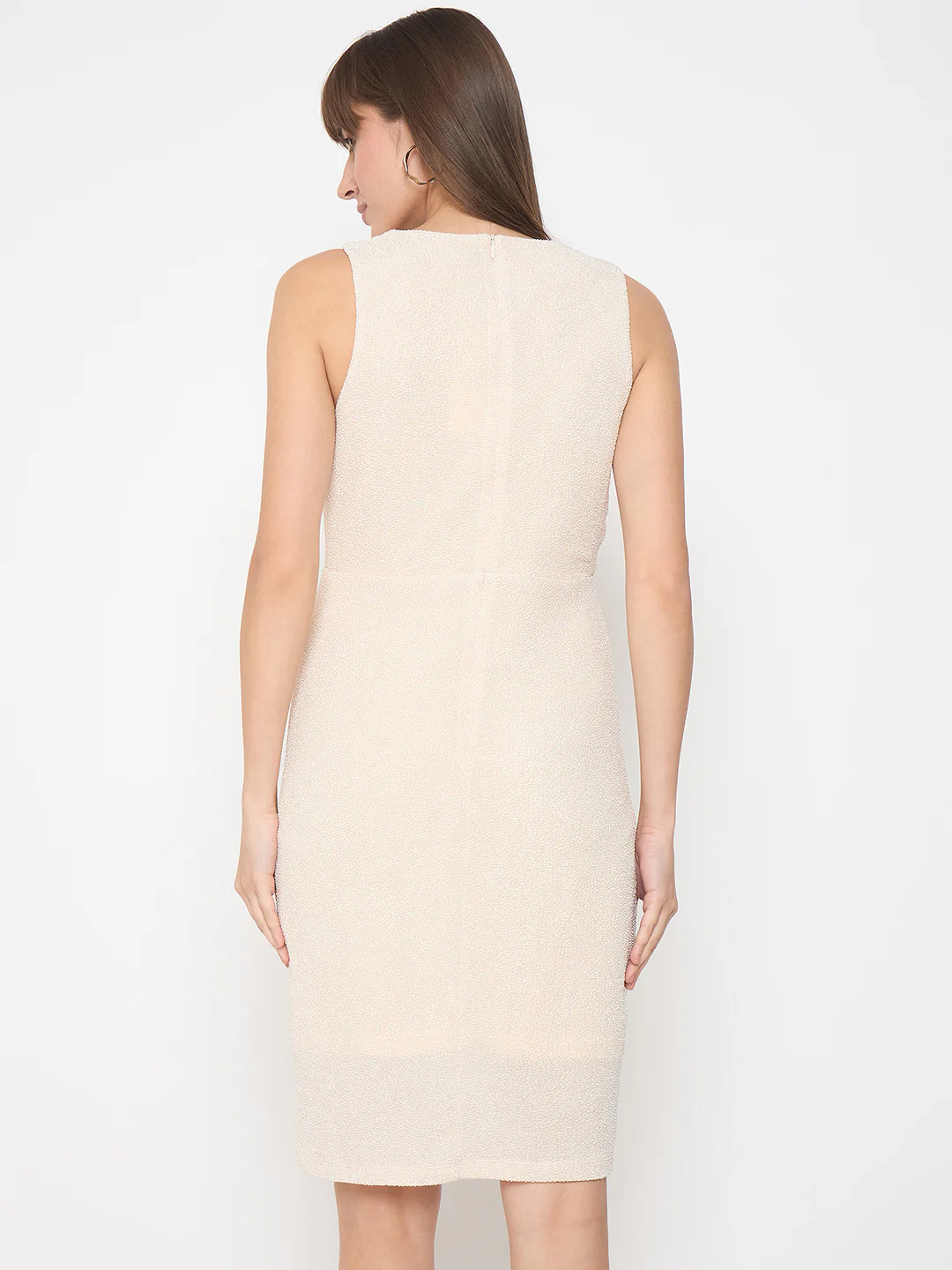 Madame Self Design Bodycon Mini Off White Dress - Image 6