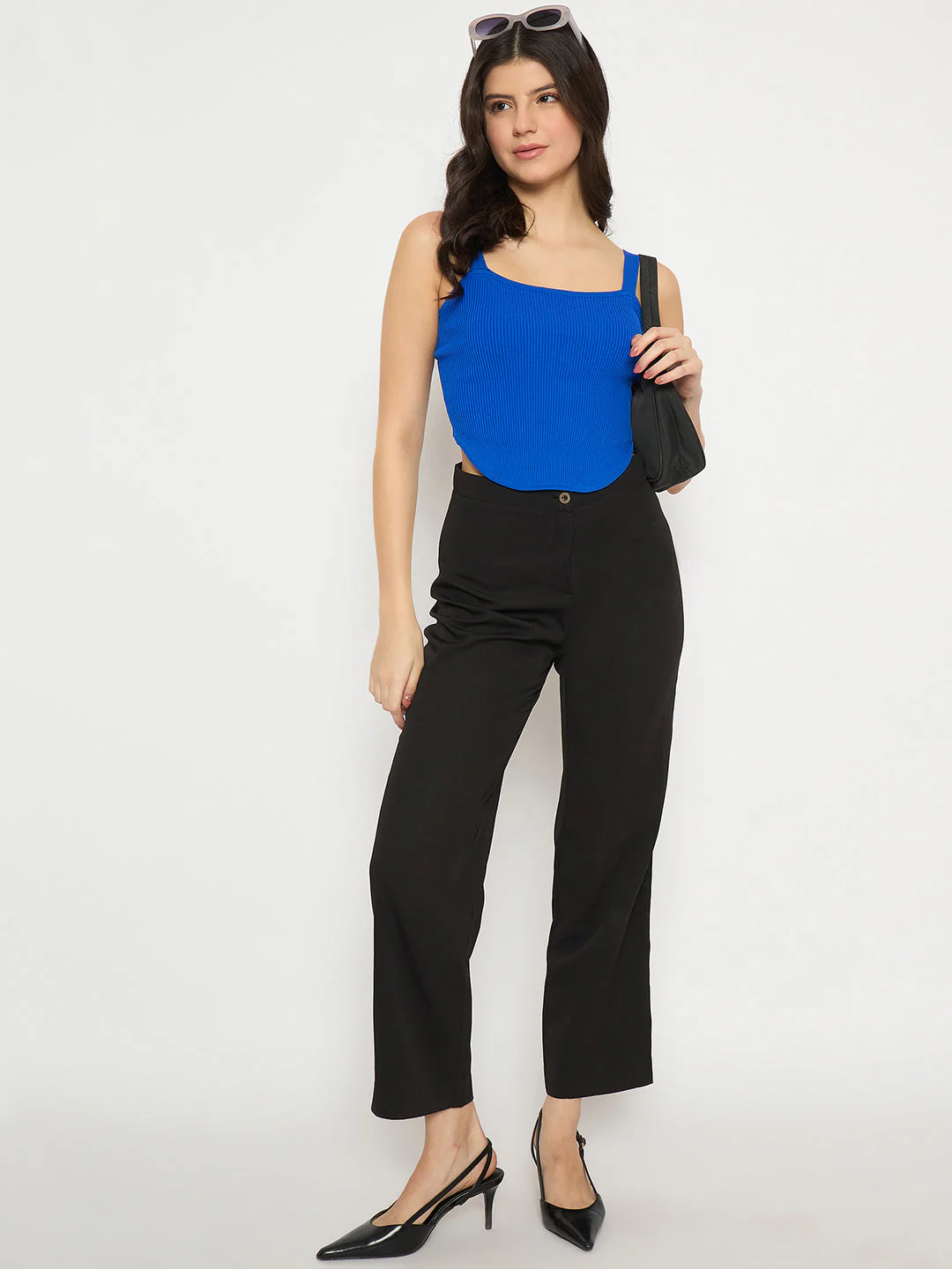 Madame Strap Neckline Royal Blue Knit Top - Image 2