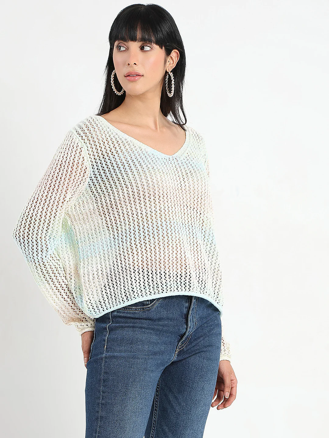 Madame Ombre Crochet Multicolor Knitted Top - Image 4
