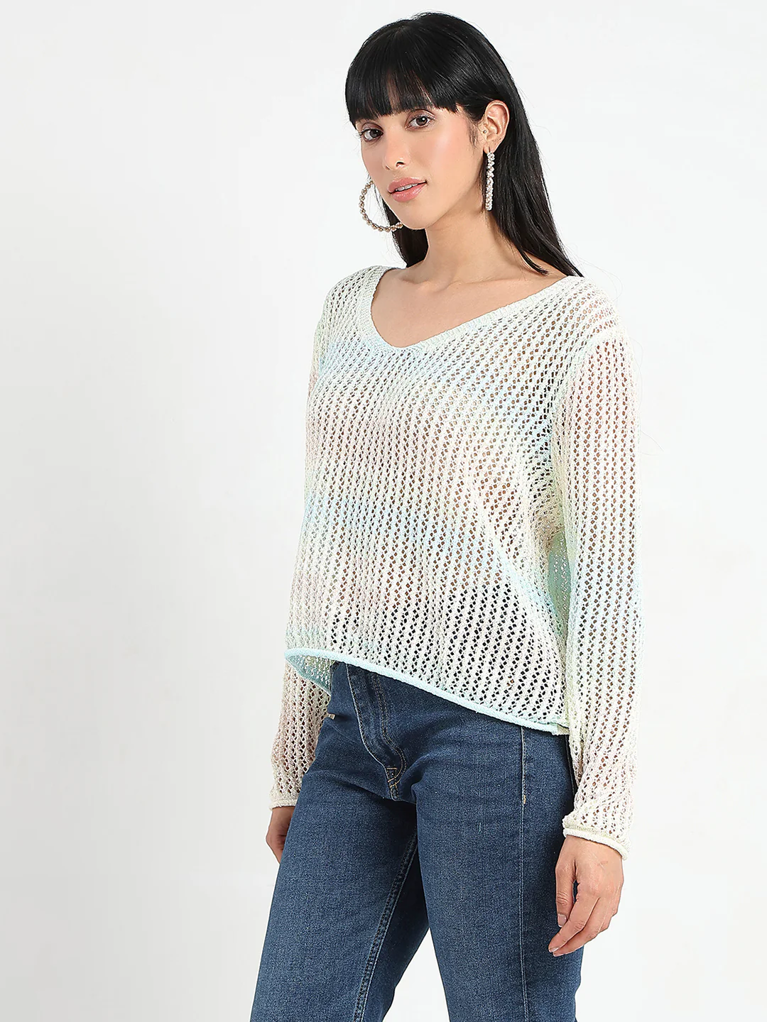 Madame Ombre Crochet Multicolor Knitted Top - Image 5