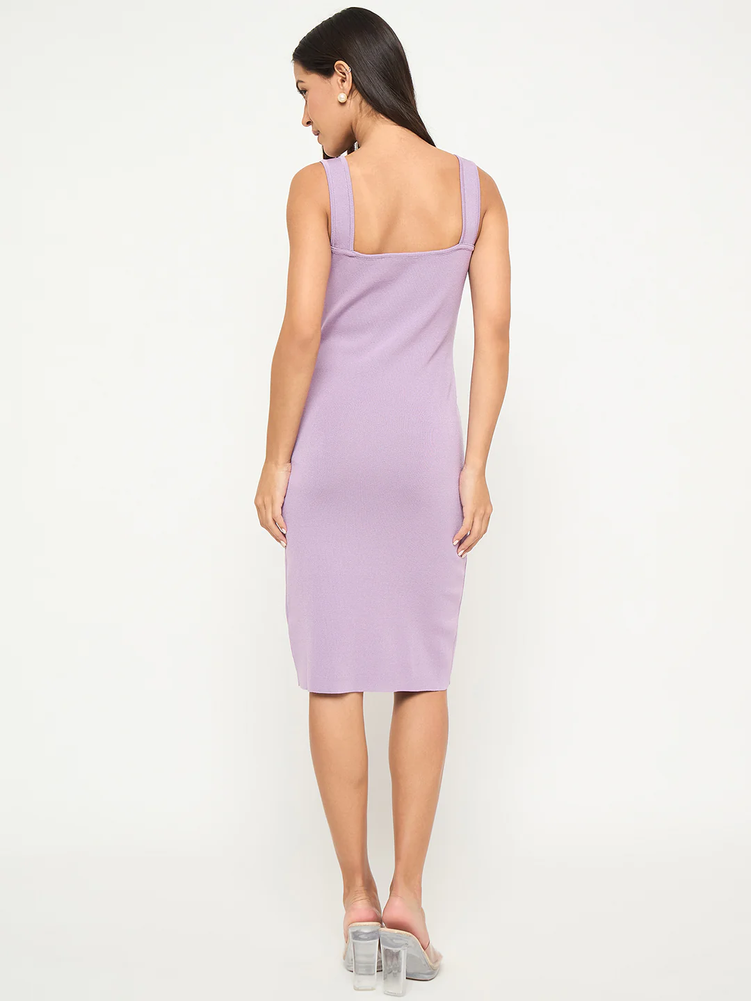 Madame Keyhole Detail Lilac Midi Bodycon Dress - Image 6