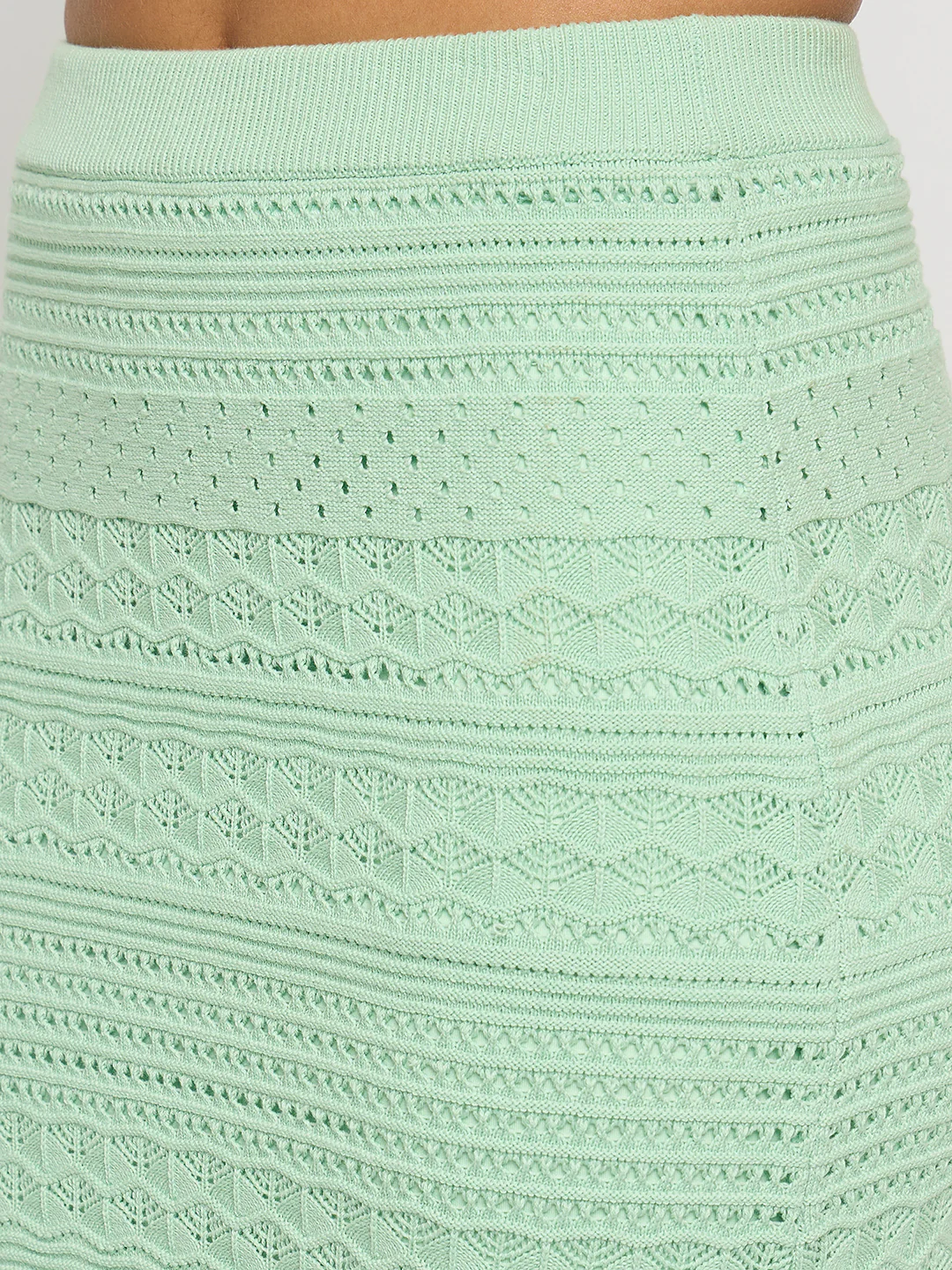 Madame Schiffli Top and Skirt Green Cotton Knit Co-ord Set - Image 7