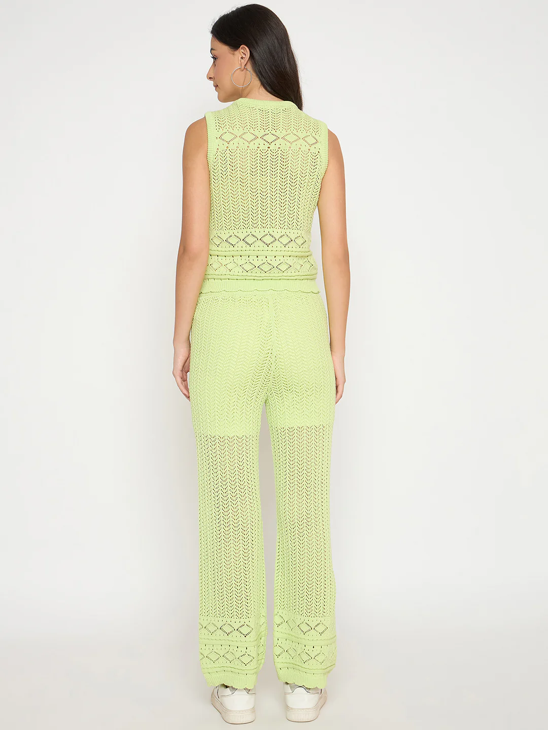 Madame Cotton Top and Bottom Lime Yellow Knitted Co-ord Set - Image 6