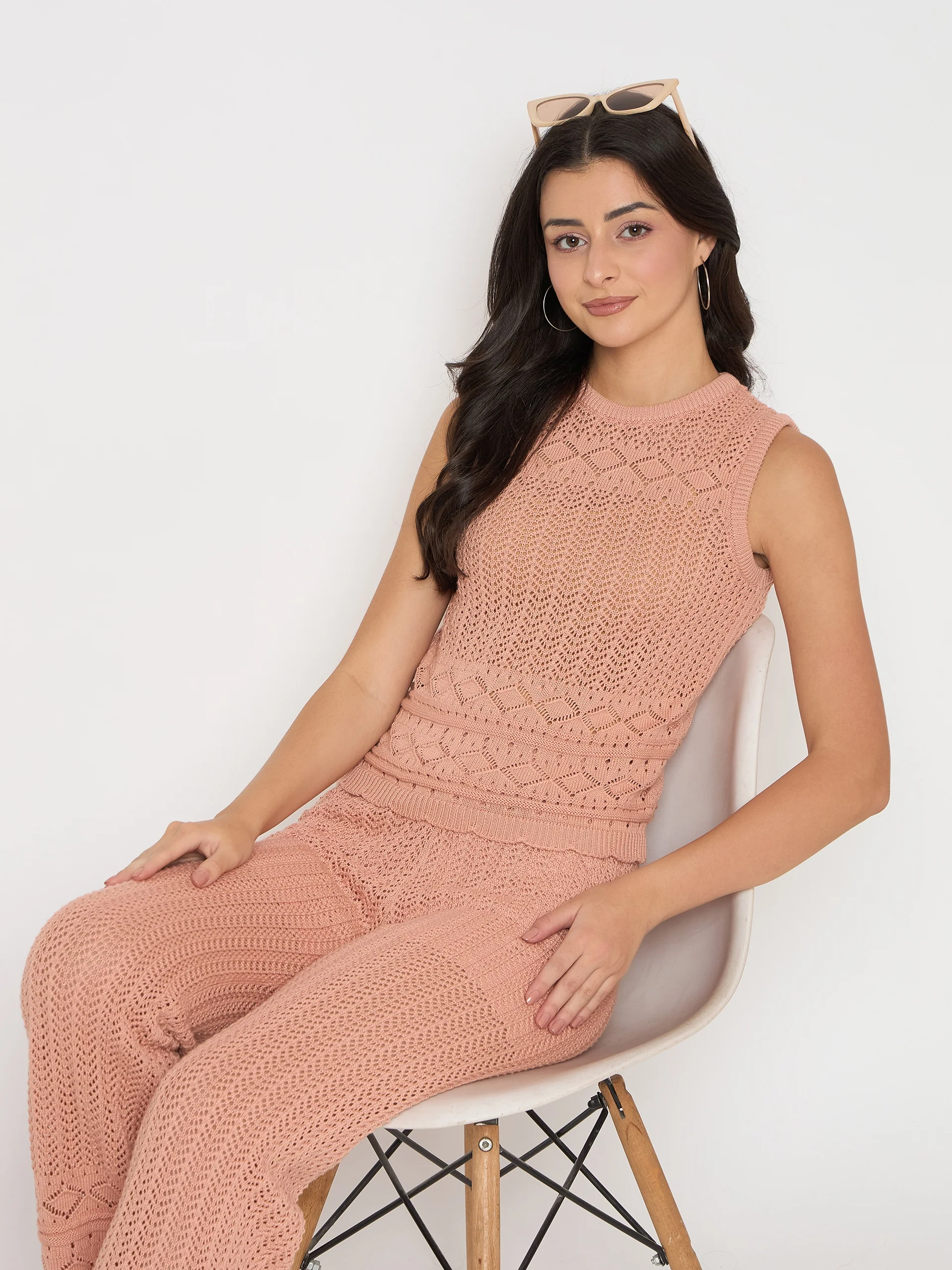 Madame Cotton Top and Bottom Rosewood Pink  Knitted Co-ord Set - Image 2