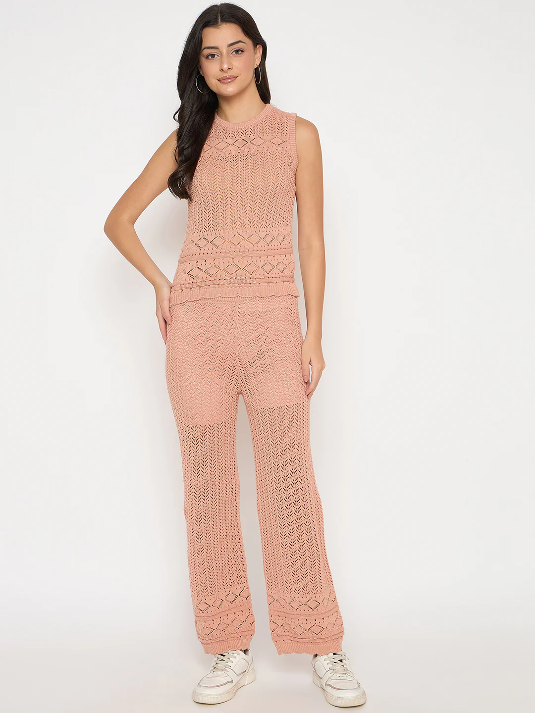 Madame Cotton Top and Bottom Rosewood Pink  Knitted Co-ord Set - Image 3