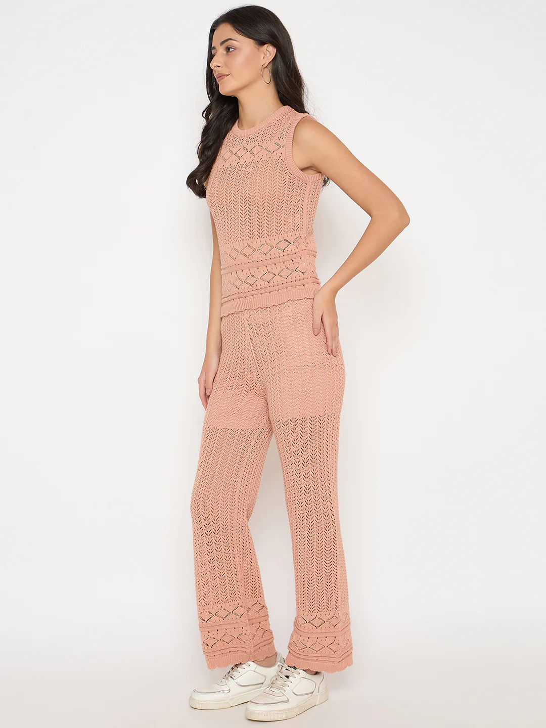 Madame Cotton Top and Bottom Rosewood Pink  Knitted Co-ord Set - Image 5