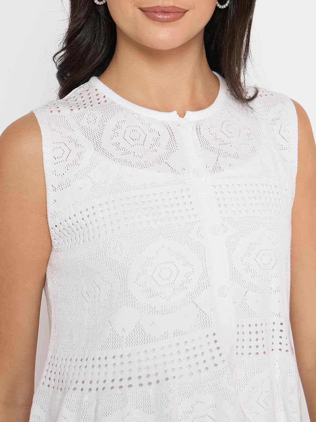 Madame Viscose Blend Top and Wide Leg Bottoms White Knitted Co-ord Set - Image 8