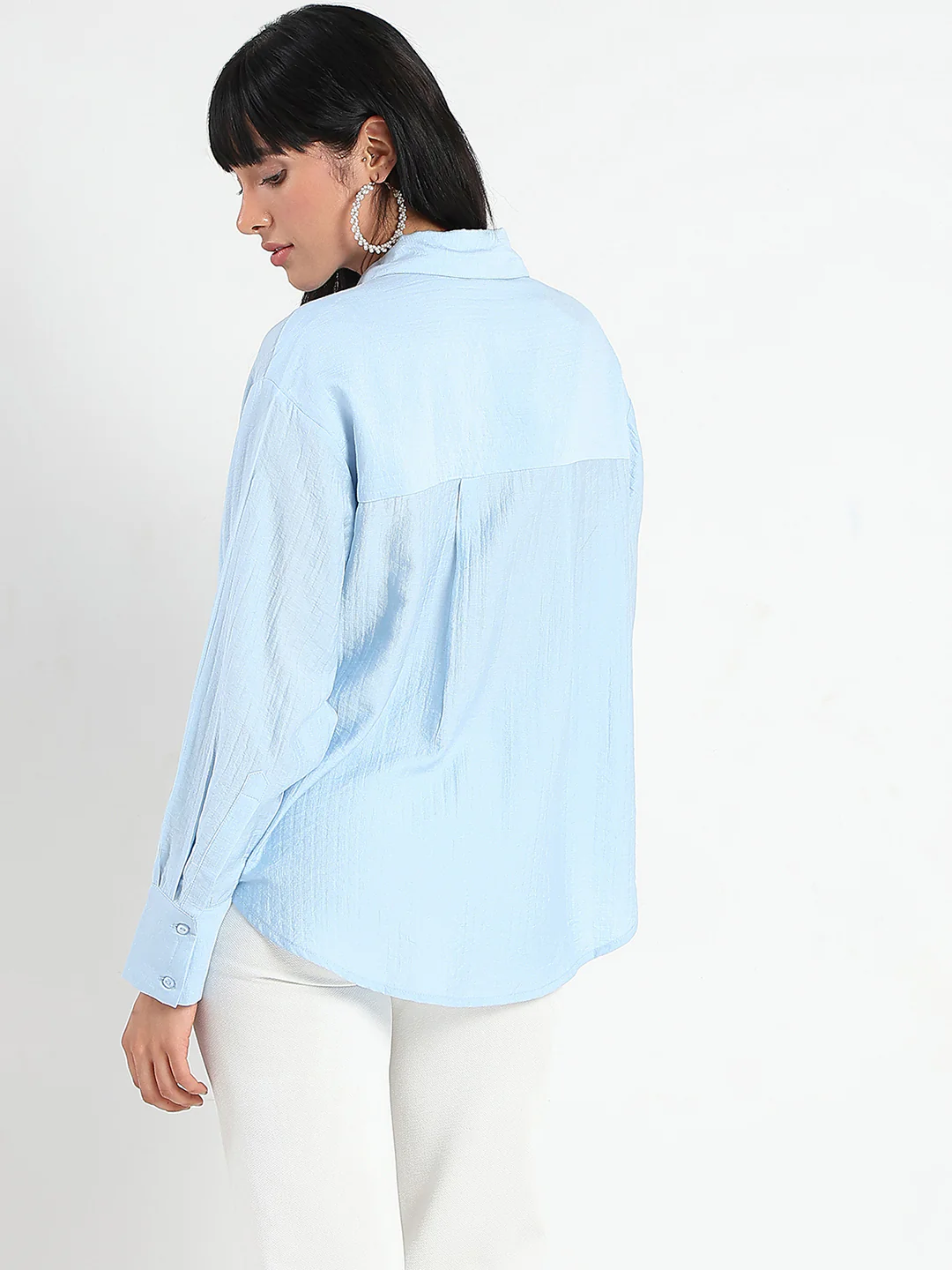 Madame Botanical Embroidery Blue Rayon Blend Shirt - Image 6