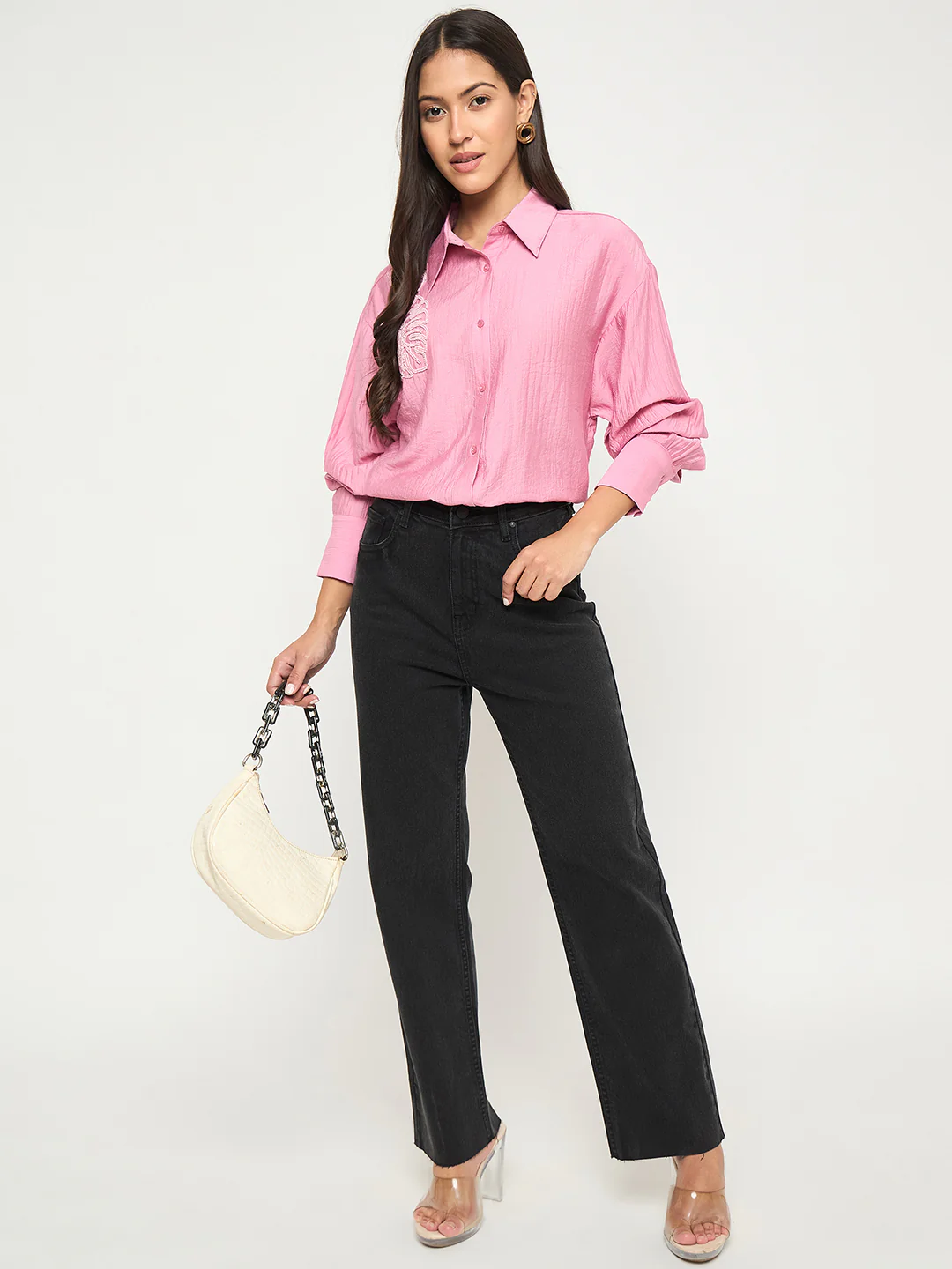 Madame Textured Botanical Embellishment Dusty Pink Shirt - Image 2