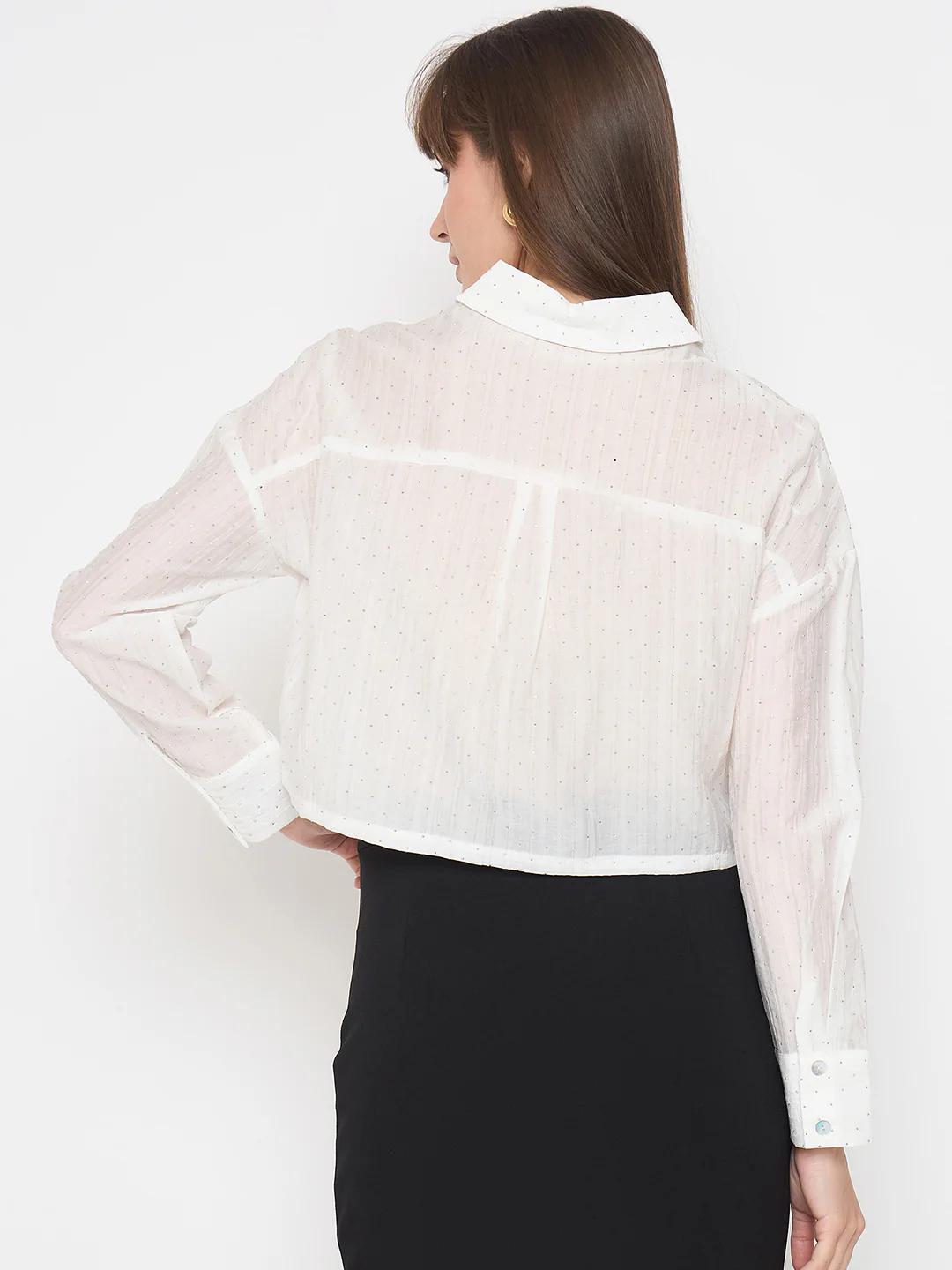 Madame D-Ring Straps Shimmer Detail White Shirt - Image 6