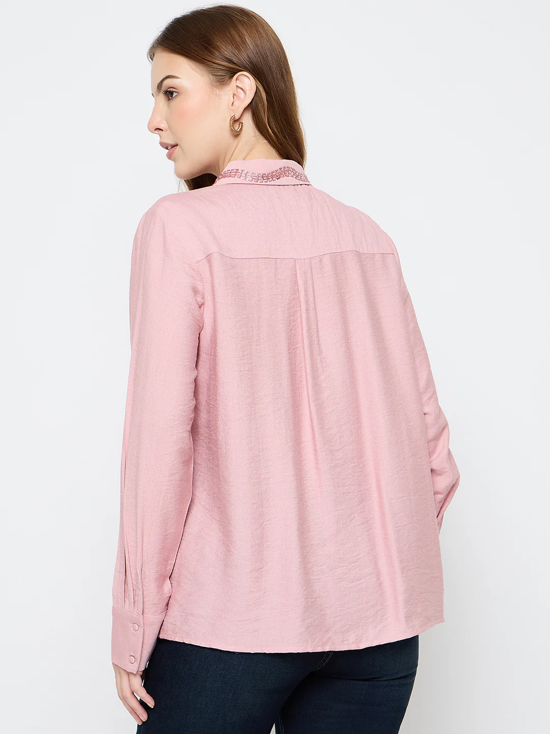 Madame Embellished Rayon Blend Pink Shirt - Image 6