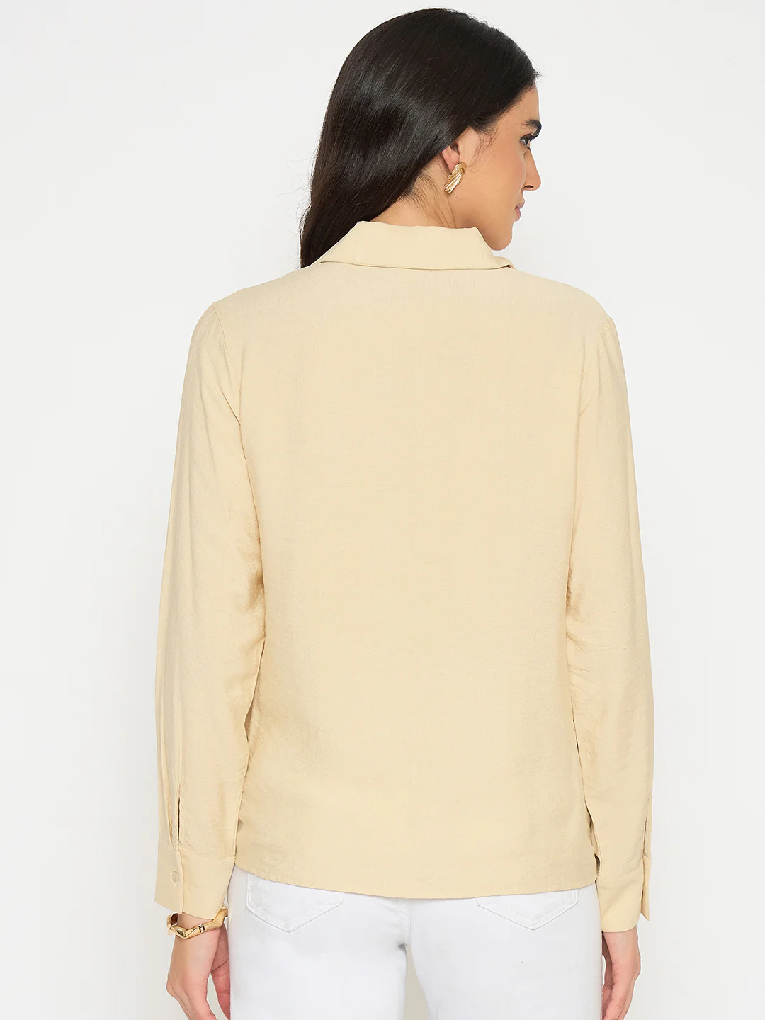 Madame Embellished Beige Rayon Blend Shirt - Image 6