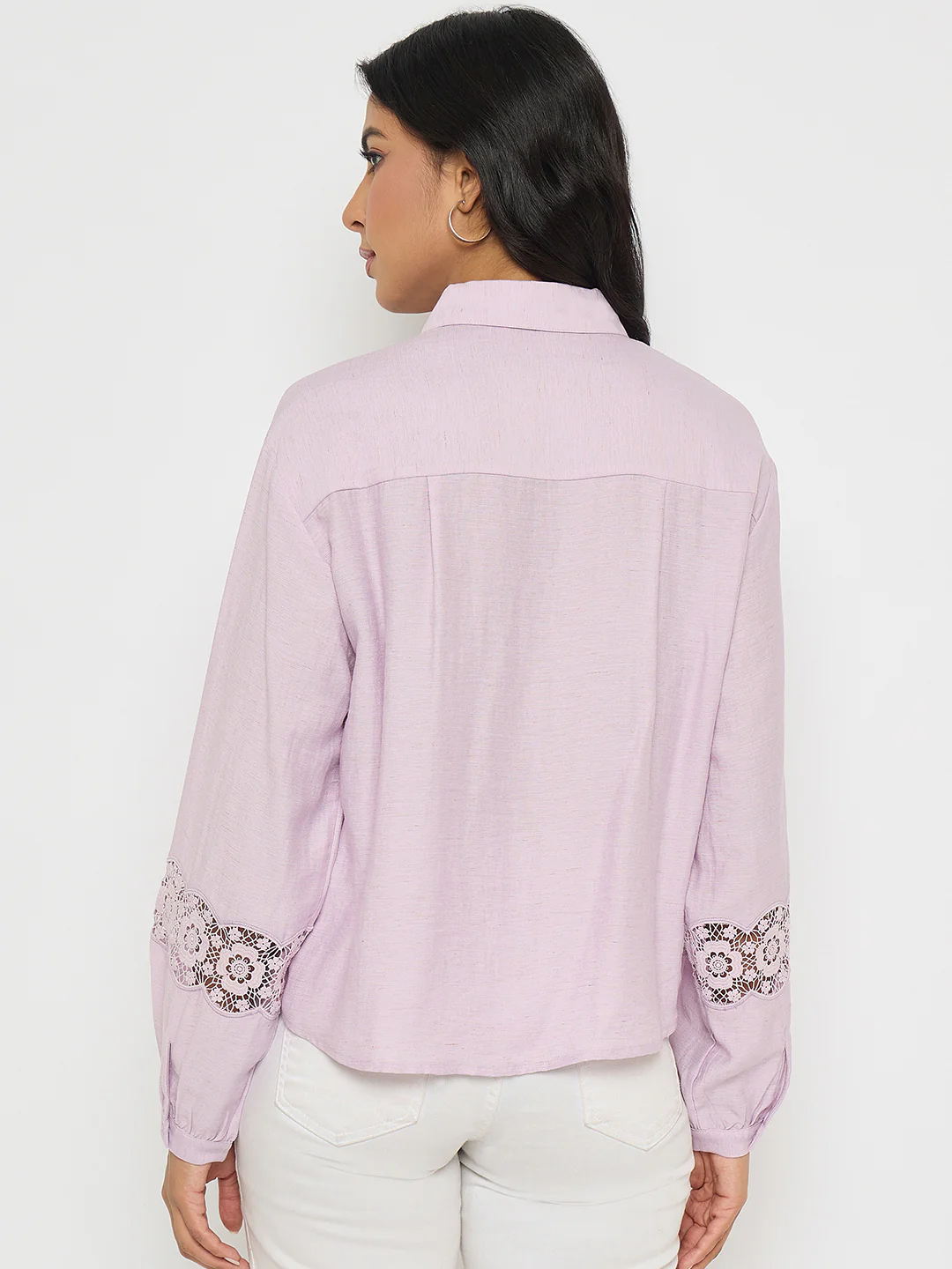 Madame Lace Detailed Lilac Nylon Blend Shirt - Image 6