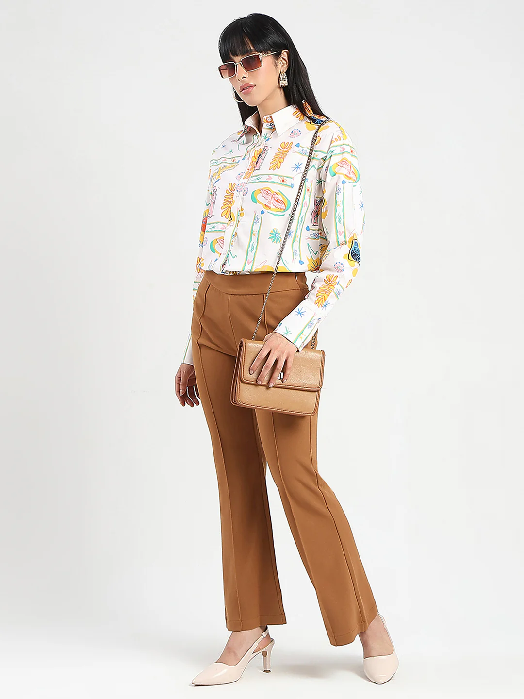 Madame All Over Print Beige Cotton Blend Shirt - Image 2