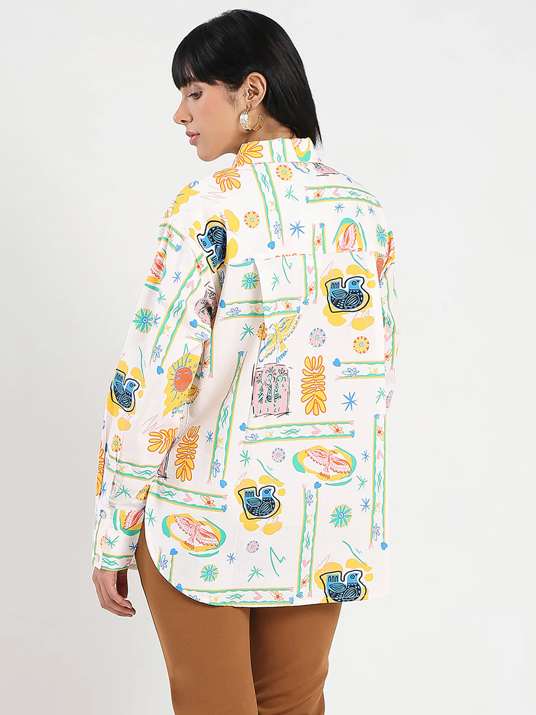 Madame All Over Print Beige Cotton Blend Shirt - Image 6