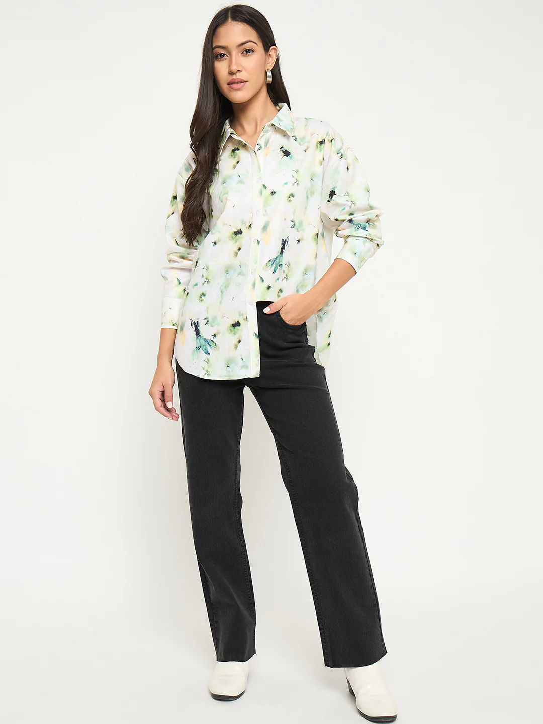 Madame All Over Botanical Print Lemon Yellow Shirt - Image 2