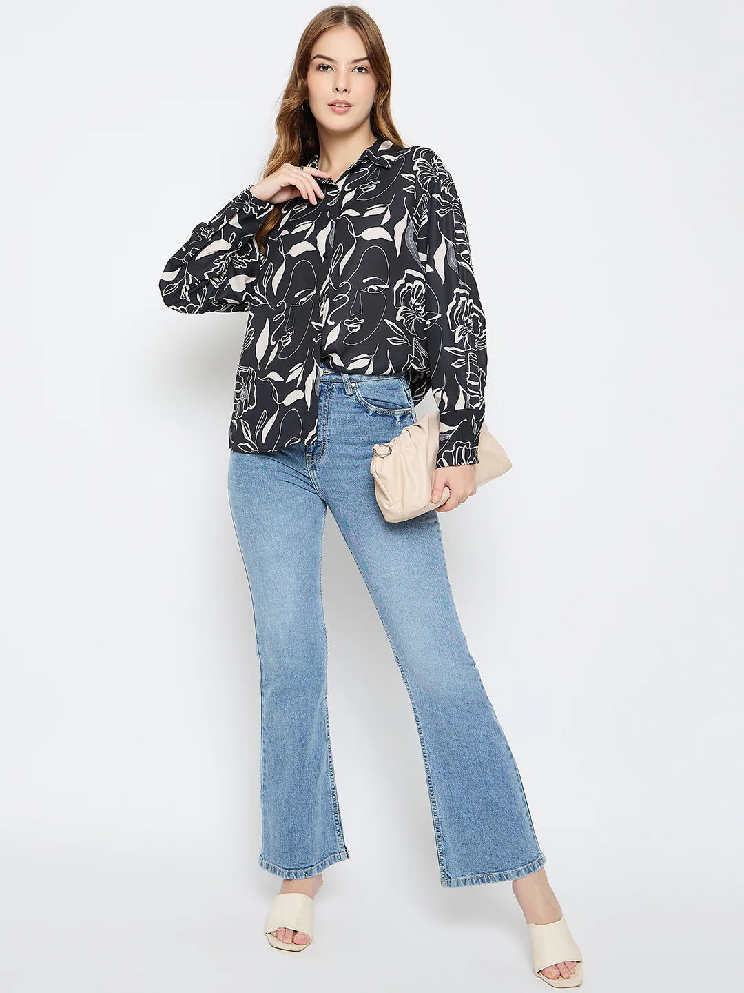 Madame Black Floral Print Shirt - Image 2