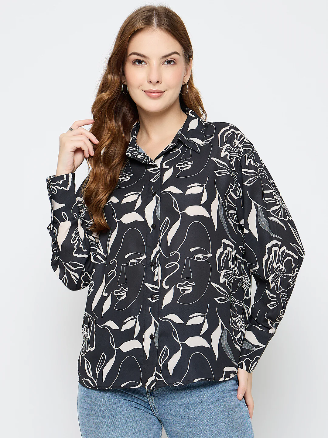 Madame Black Floral Print Shirt - Image 3