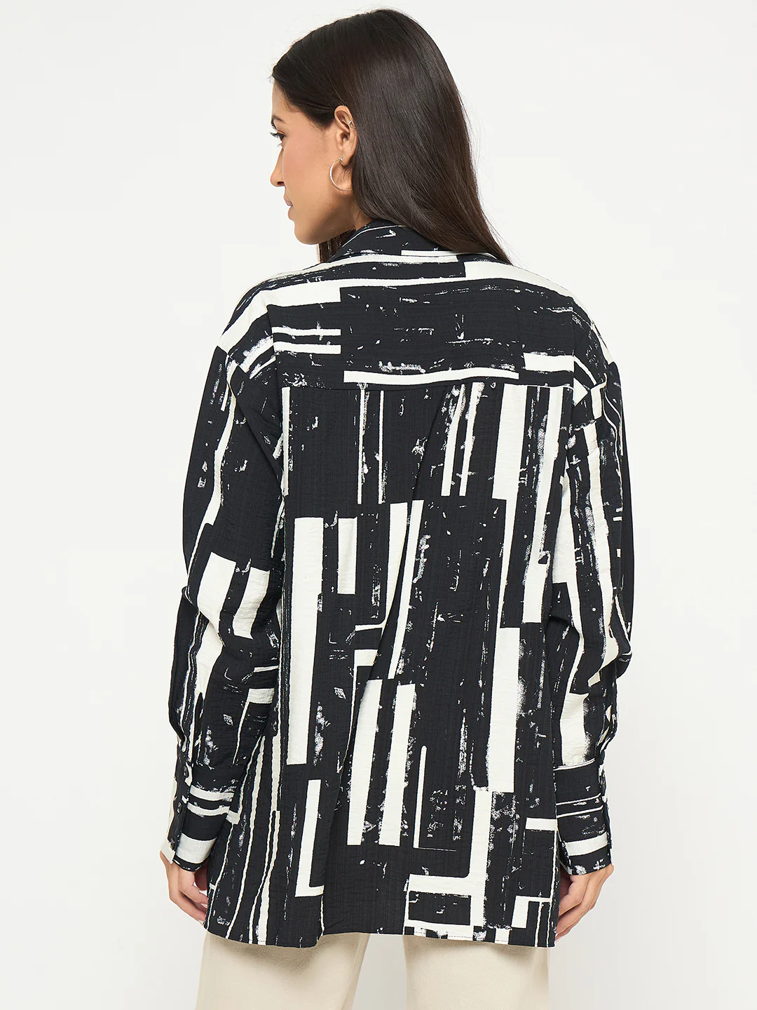 Madame All Over Print Black Cotton Blend Full Shirt - Image 6