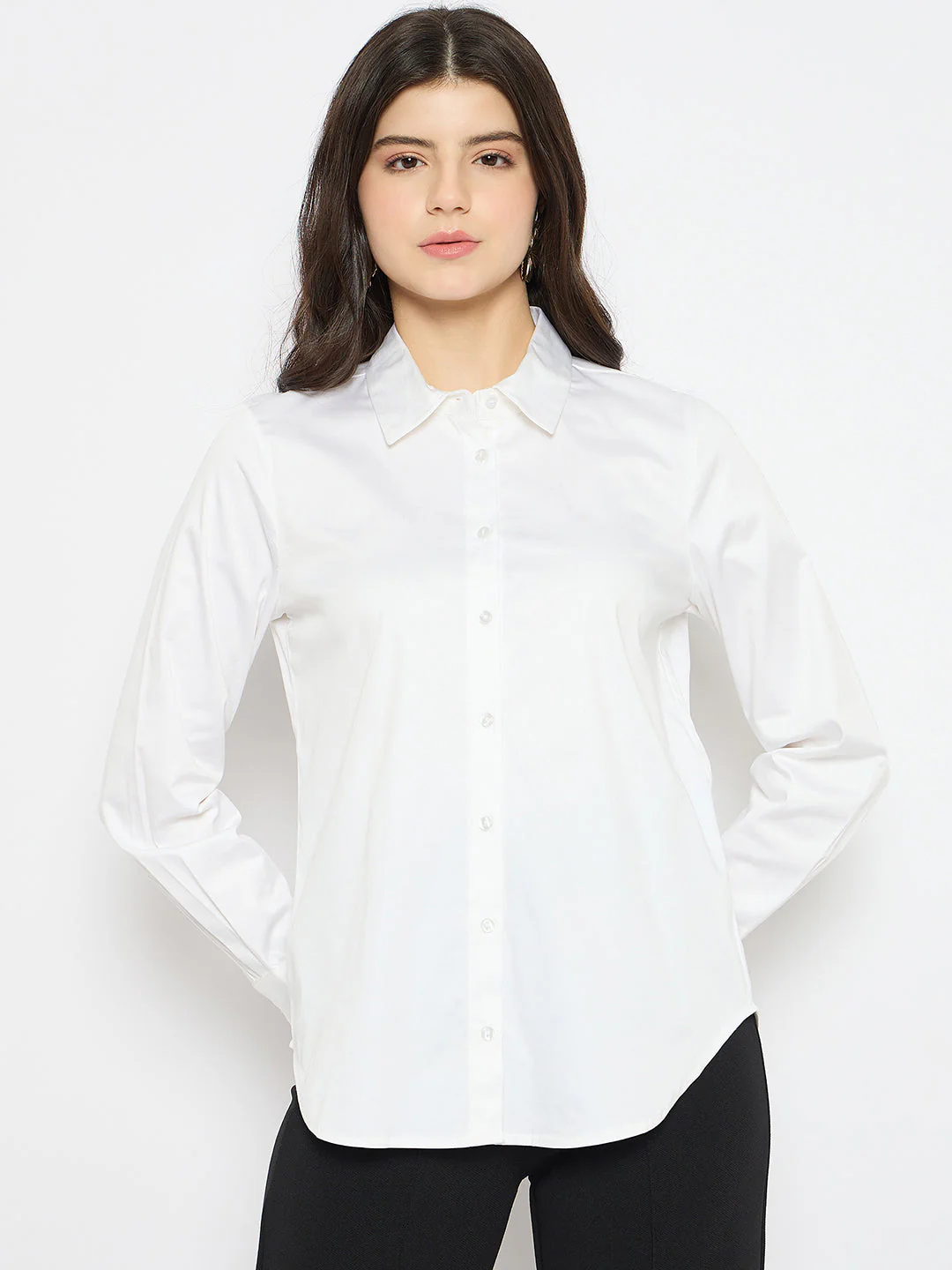 Madame White Cotton Blend Shirt - Image 3