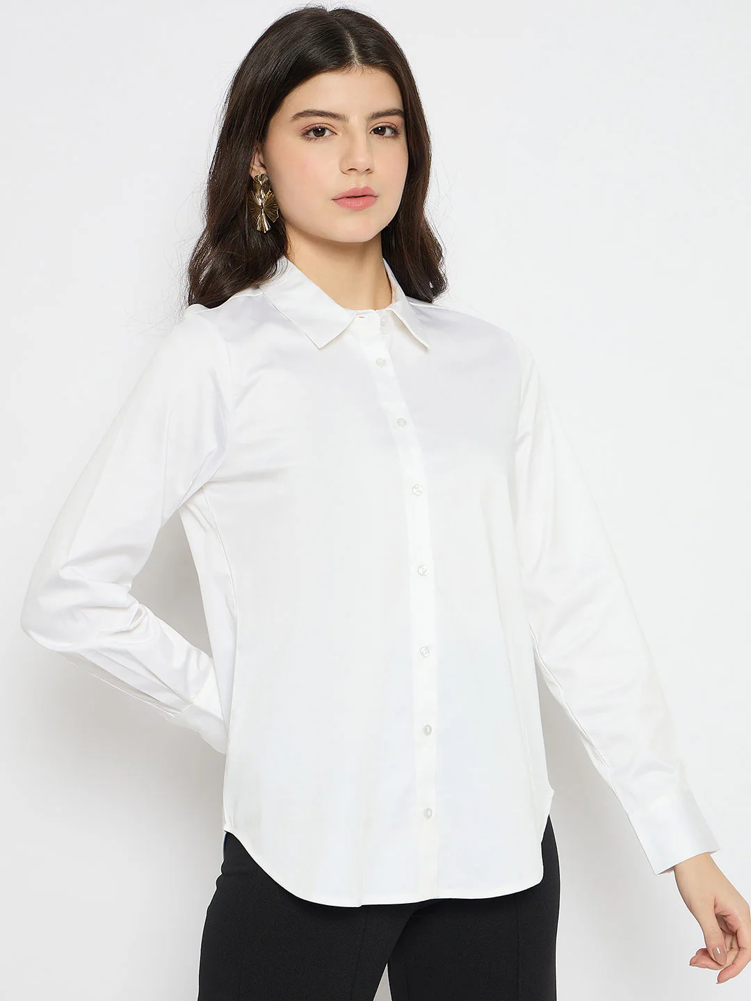 Madame White Cotton Blend Shirt - Image 4