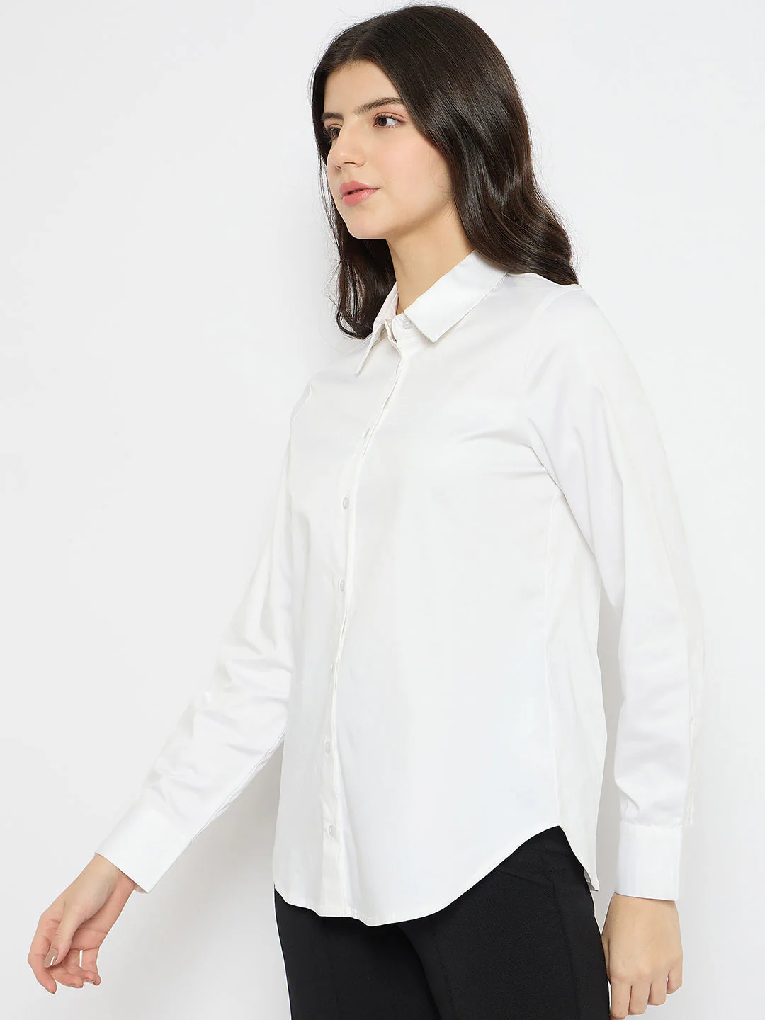 Madame White Cotton Blend Shirt - Image 5