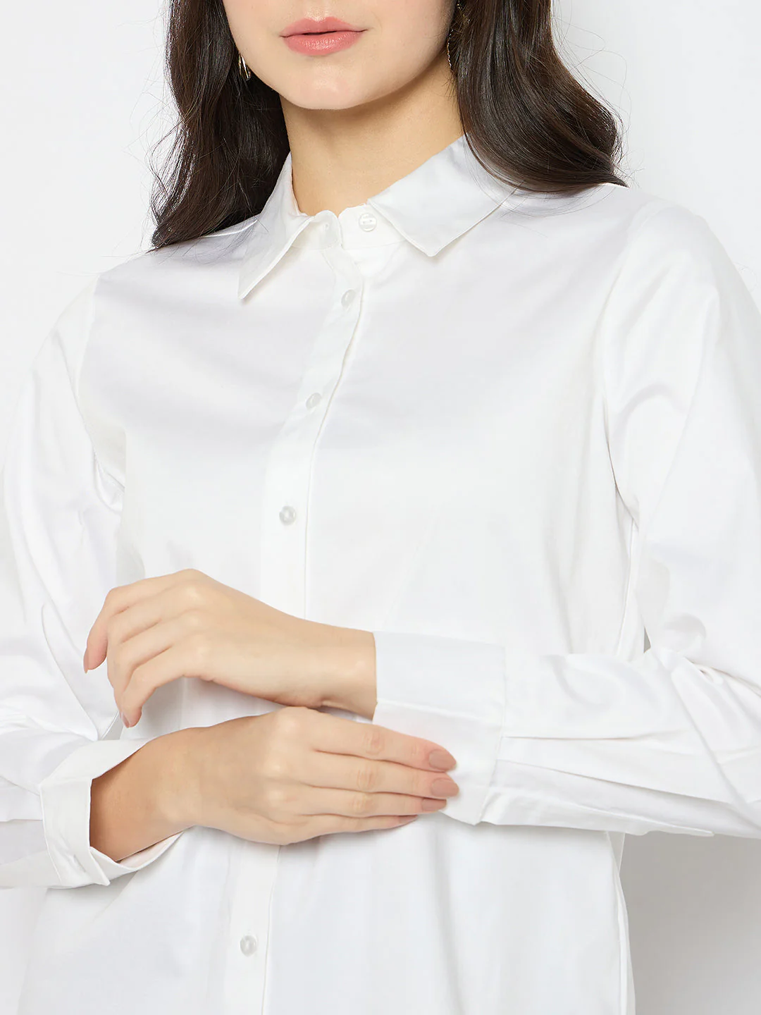 Madame White Cotton Blend Shirt - Image 7