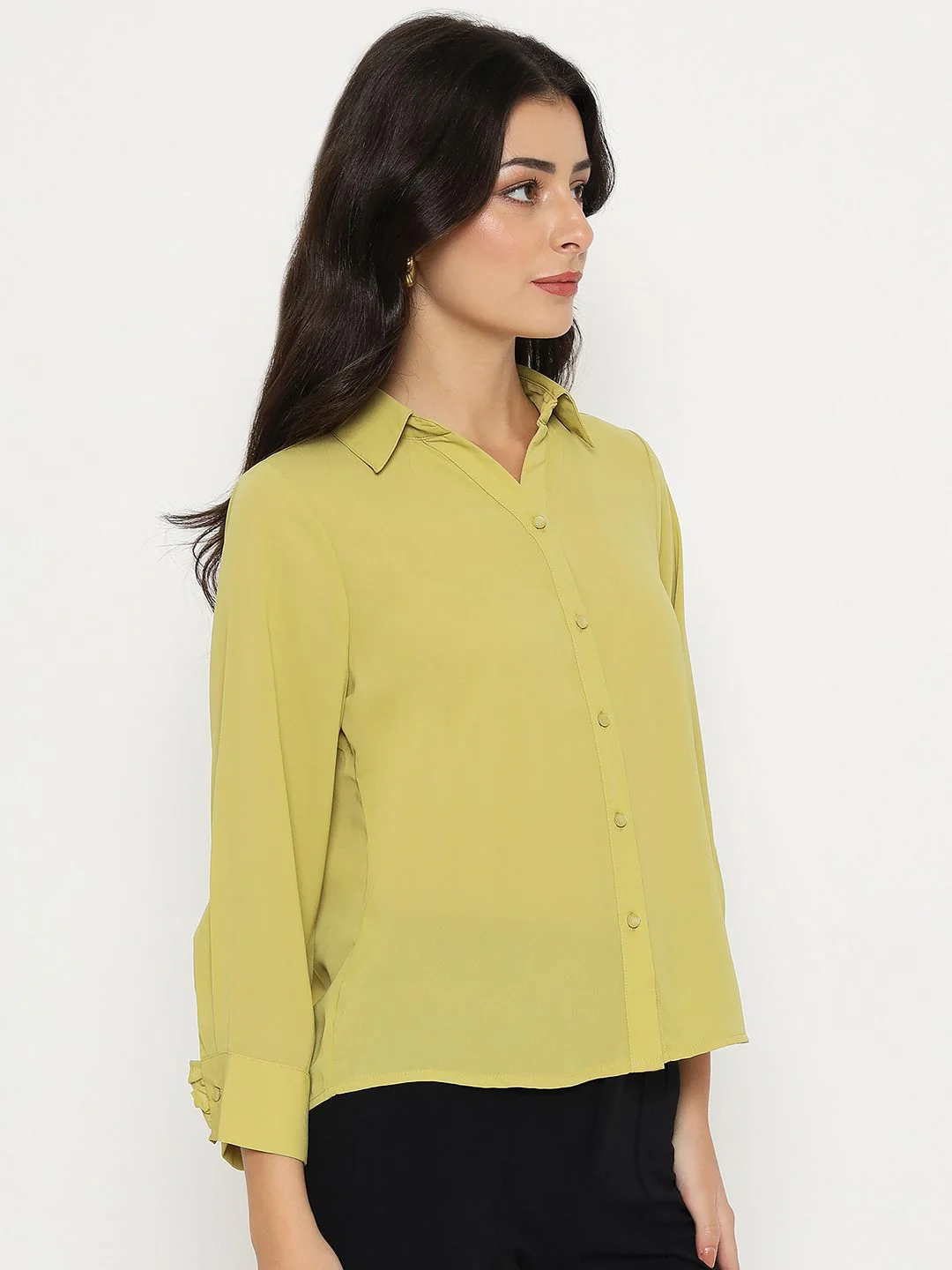 Madame Solid Cyber Lime Full Sleeve Shirt - Image 4