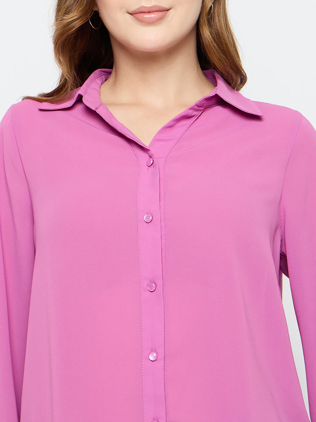 Madame Solid Fucshia Pink Shirt - Image 7