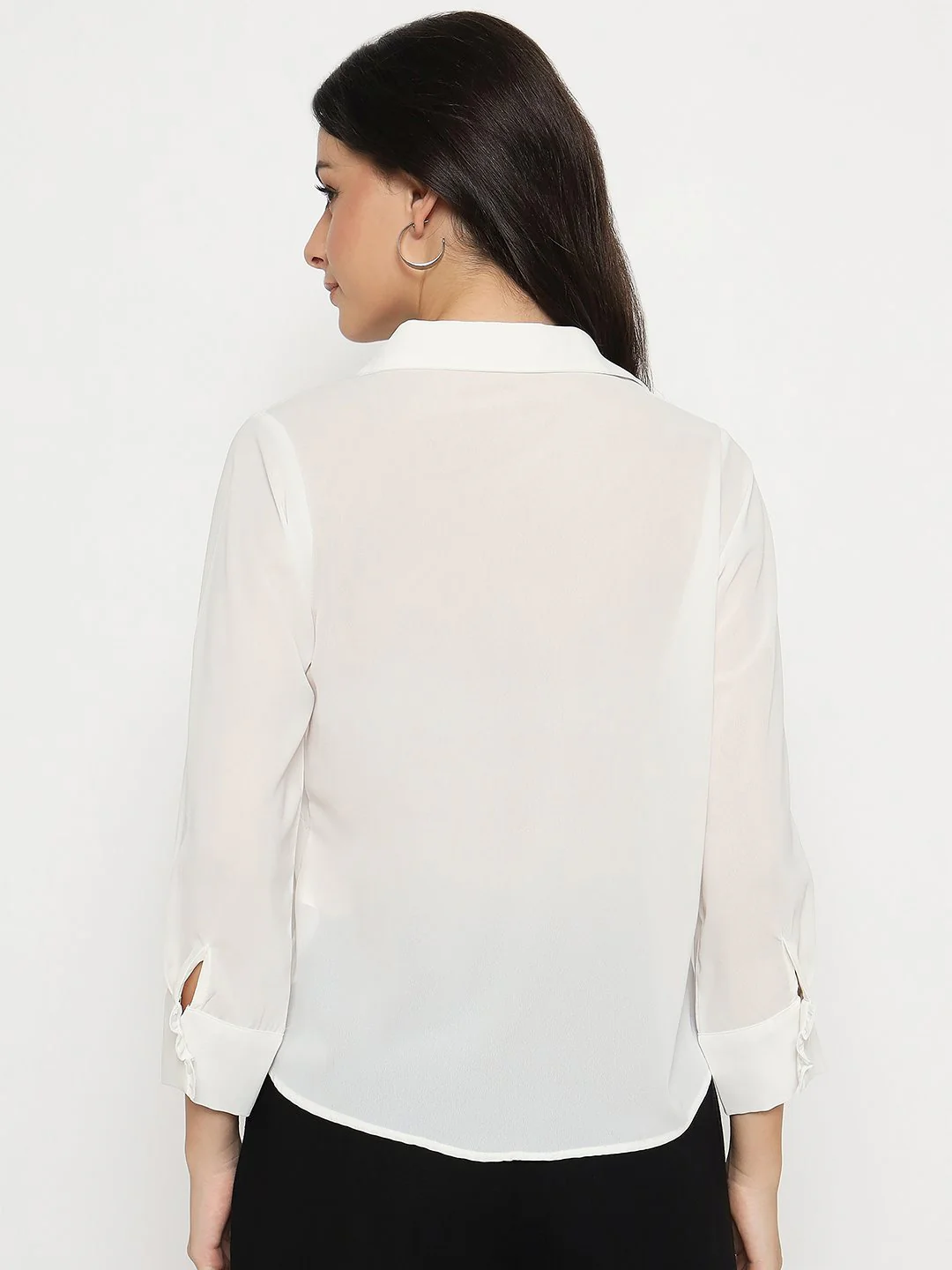 Madame Solid White Full Sleeve Shirt - Image 6