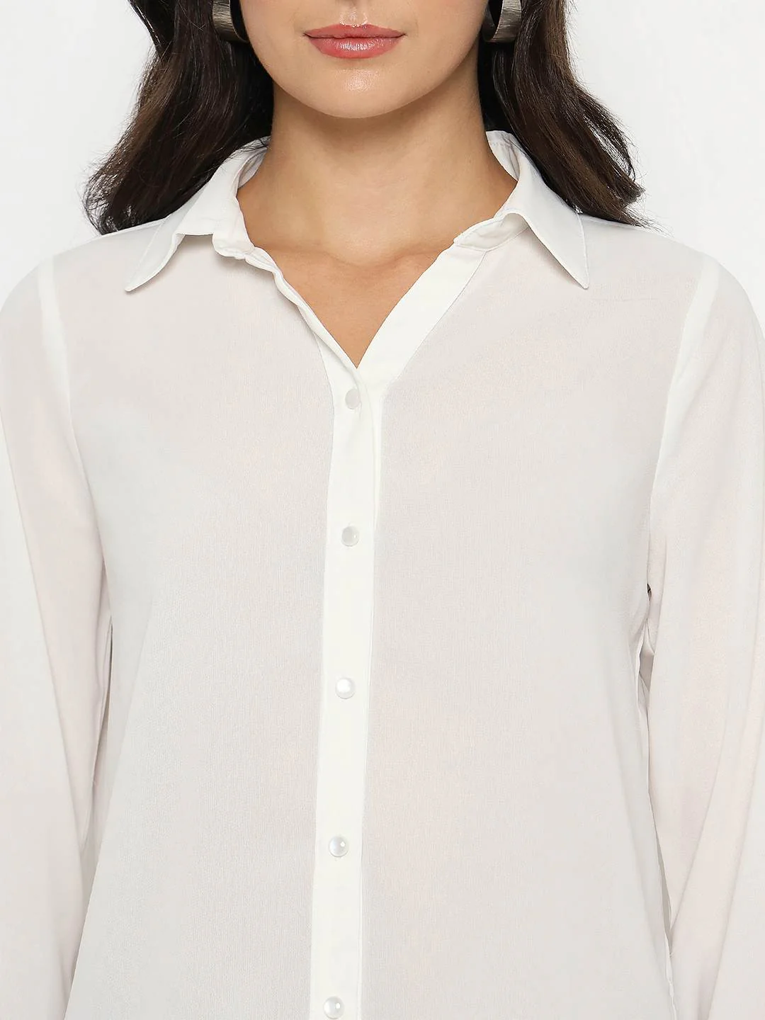 Madame Solid White Full Sleeve Shirt - Image 7