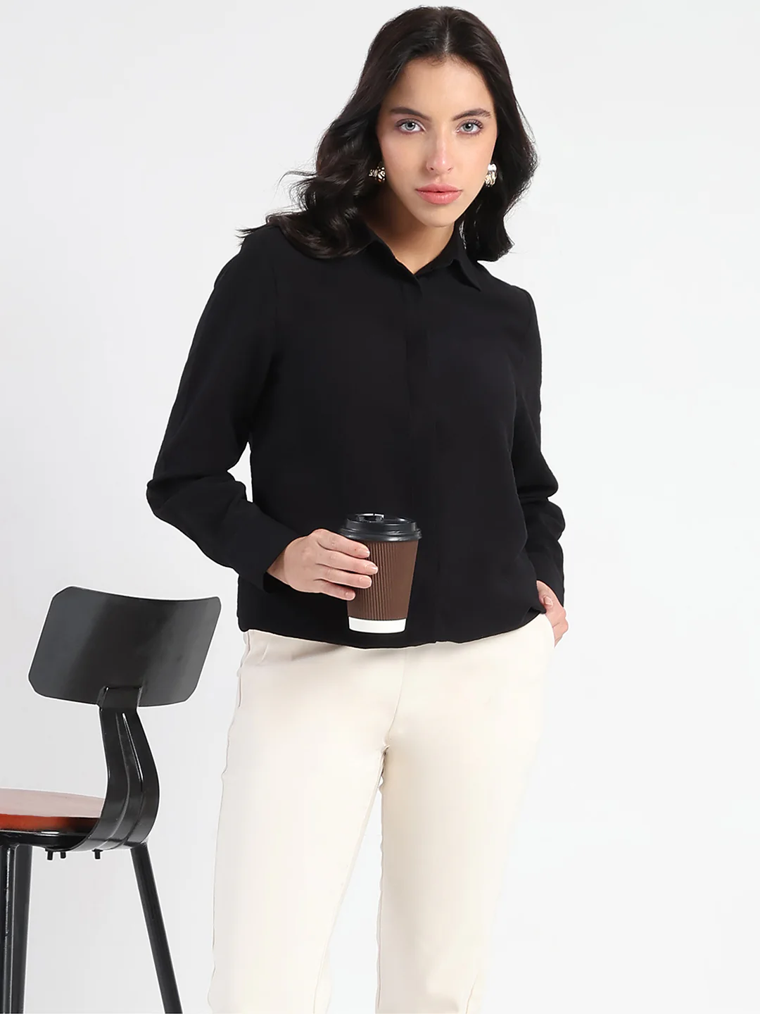 Madame Black Rayon Blend Shirt - Image 2