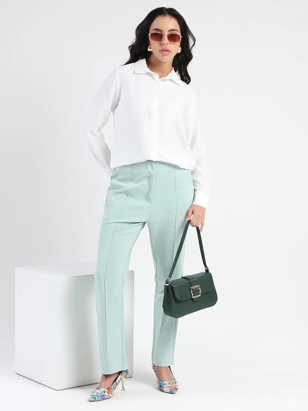 Madame White Rayon Blend Shirt