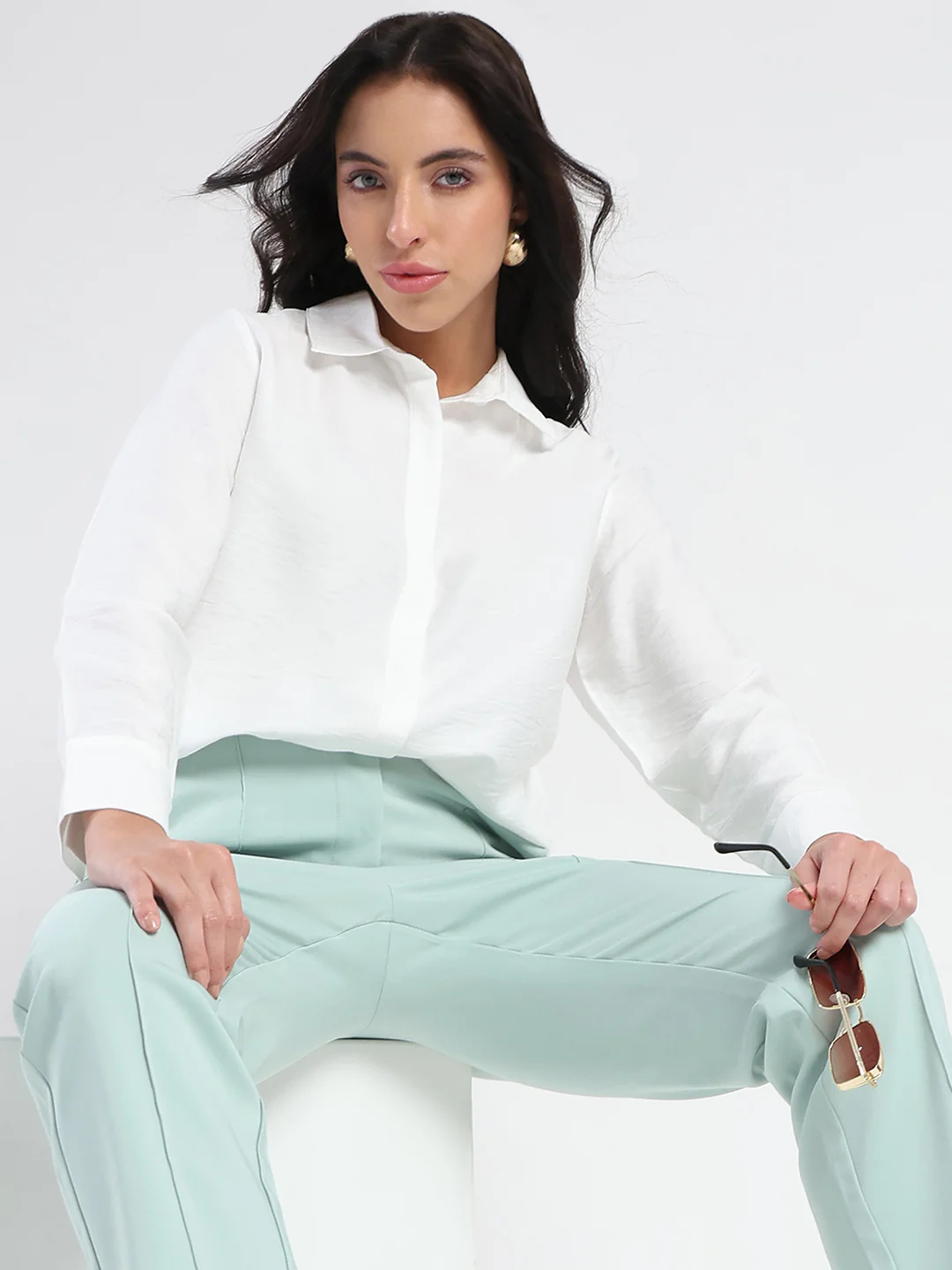 Madame White Rayon Blend Shirt - Image 2