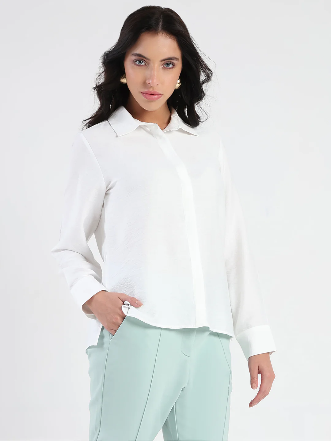 Madame White Rayon Blend Shirt - Image 4