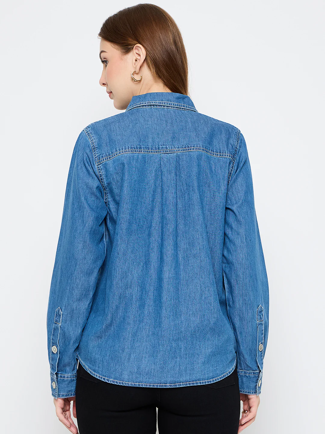 Madame Cotton Mid Blue Denim Shirt - Image 6