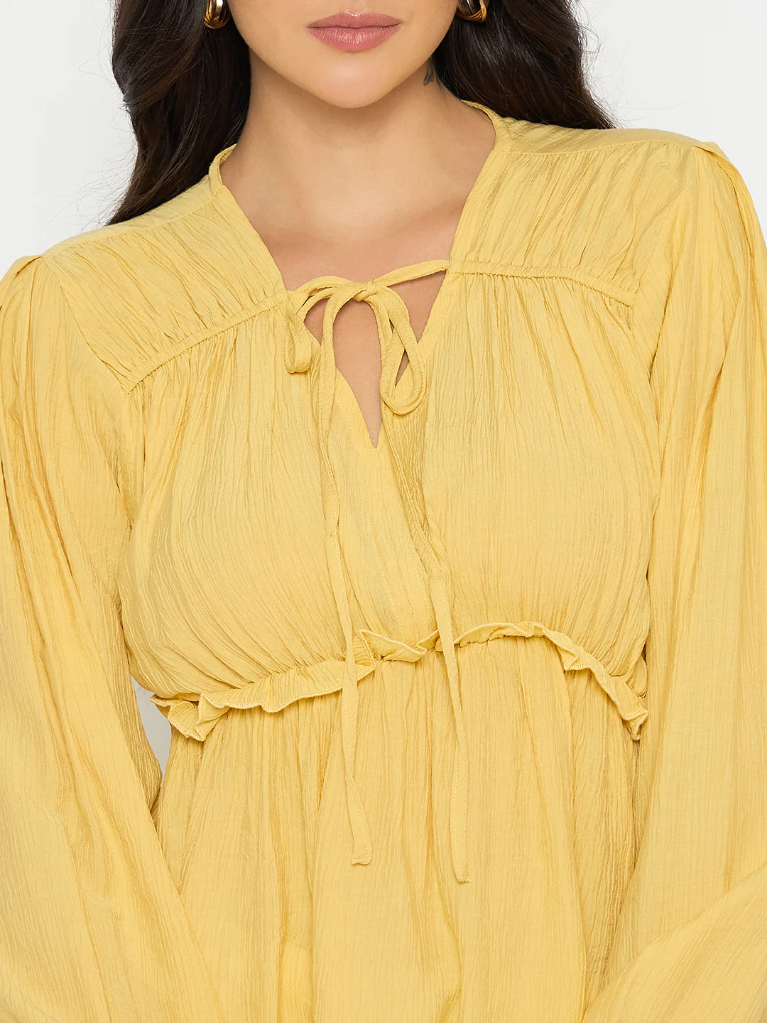 Madame Cinch Waist Yellow Peplum Top - Image 7