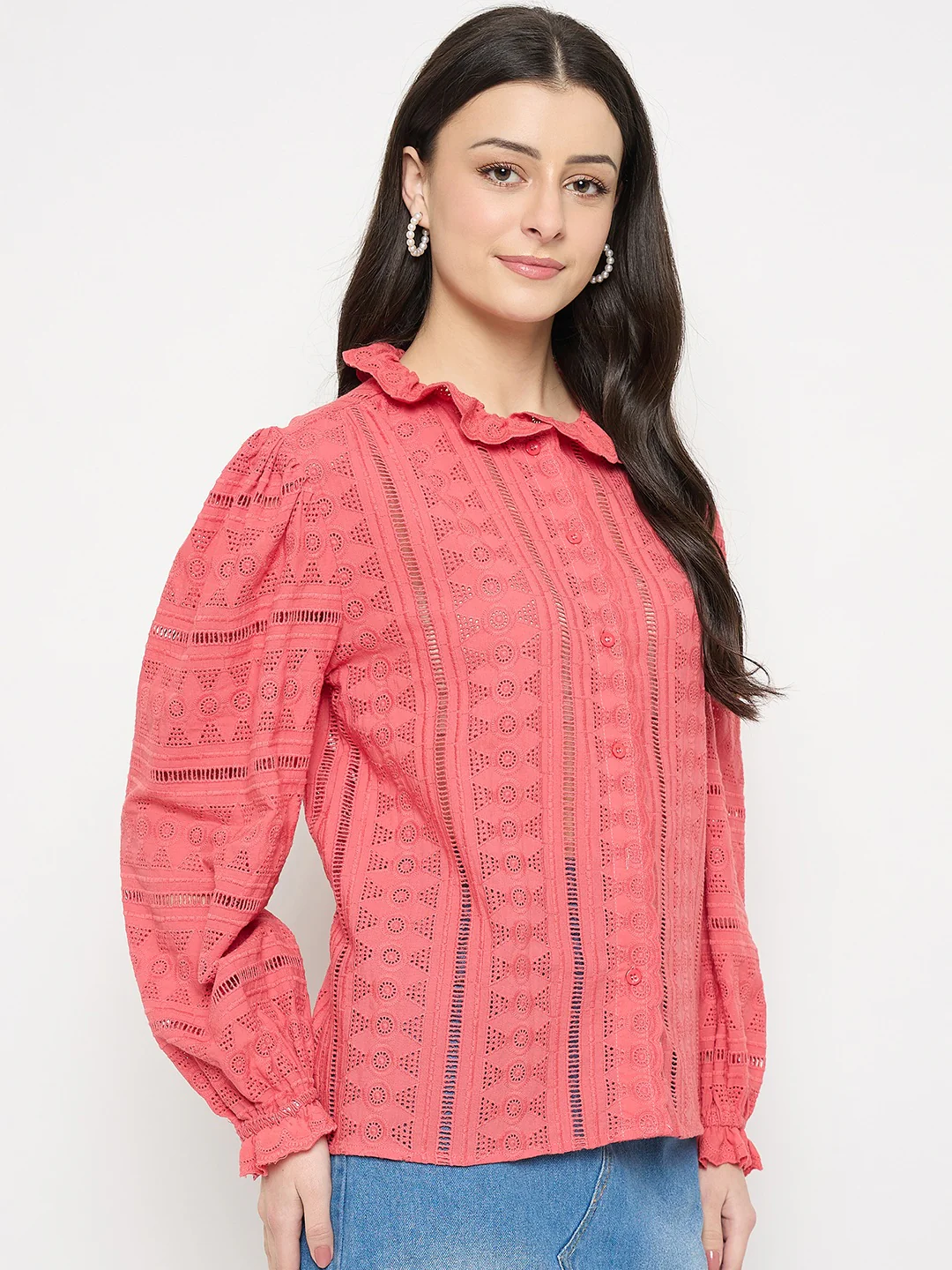 Madame Coral Cotton Lace Fabric Top - Image 4