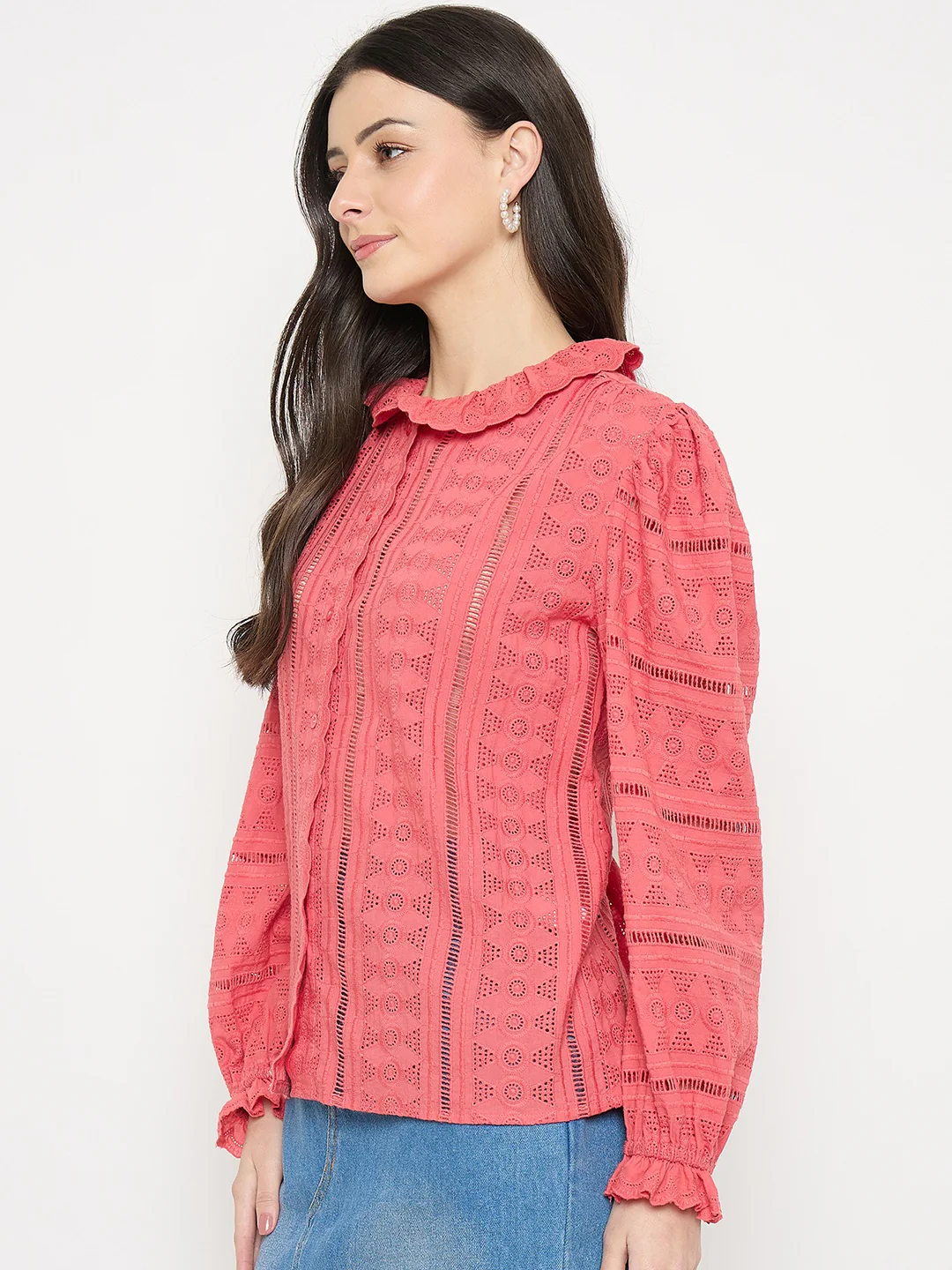Madame Coral Cotton Lace Fabric Top - Image 5