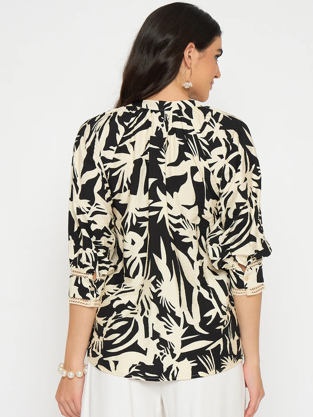 Madame Botanical Print Black Rayon Blend Top - Image 6