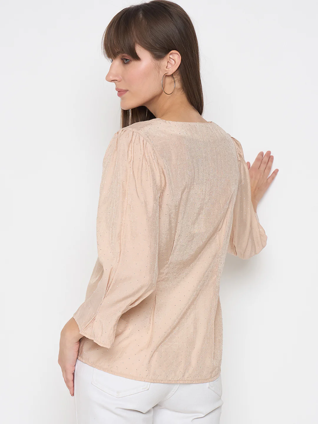 Madame Nylon Swarovski Dart Detailed Beige Top - Image 6