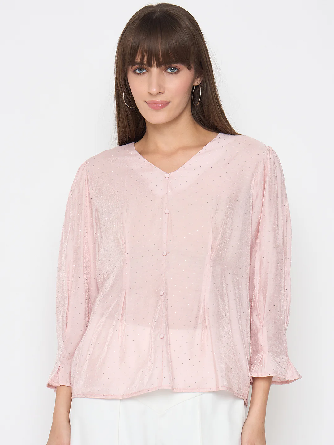 Madame Nylon Swarovski Dart Detailed Peach Top - Image 3