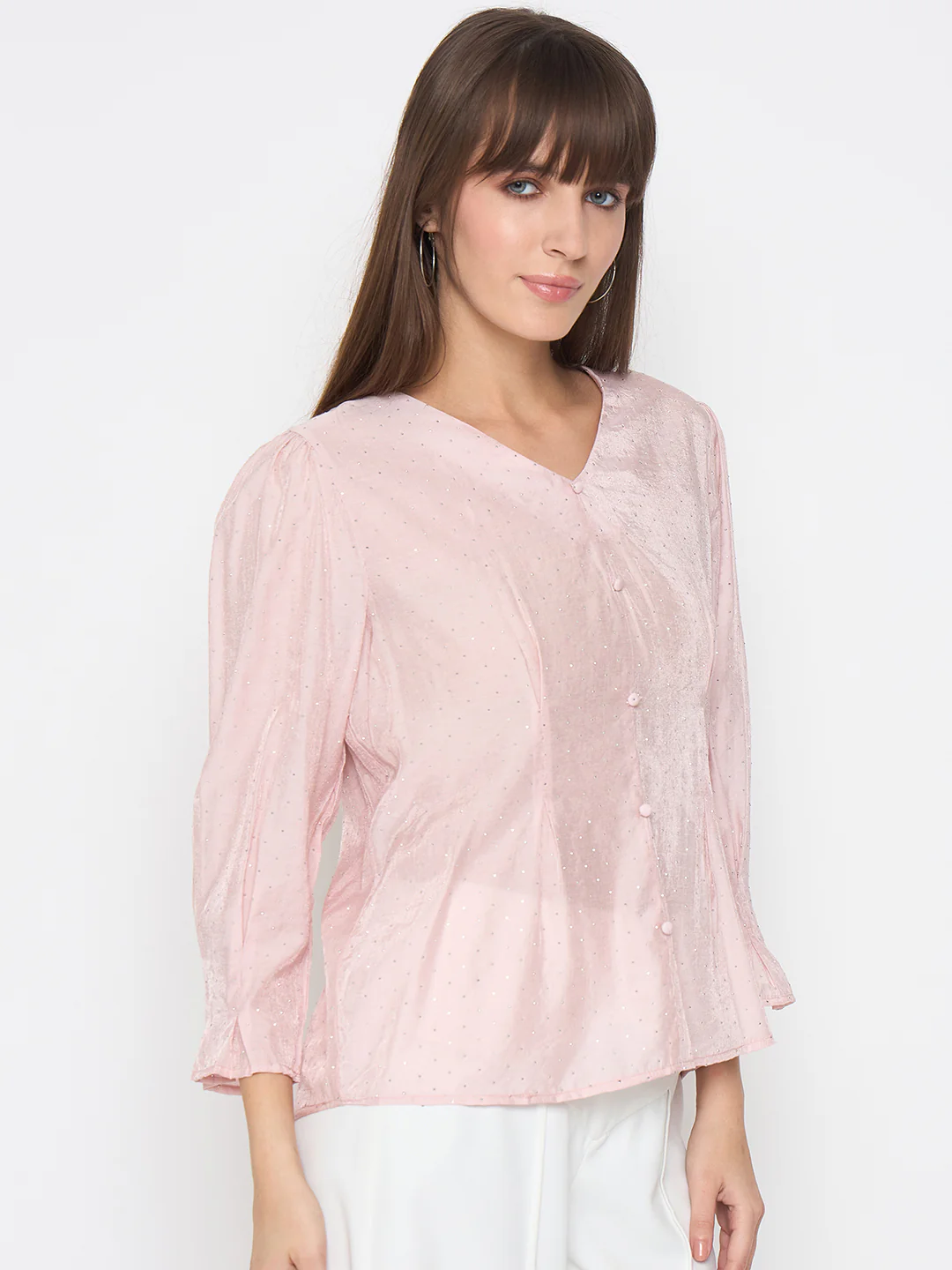 Madame Nylon Swarovski Dart Detailed Peach Top - Image 4