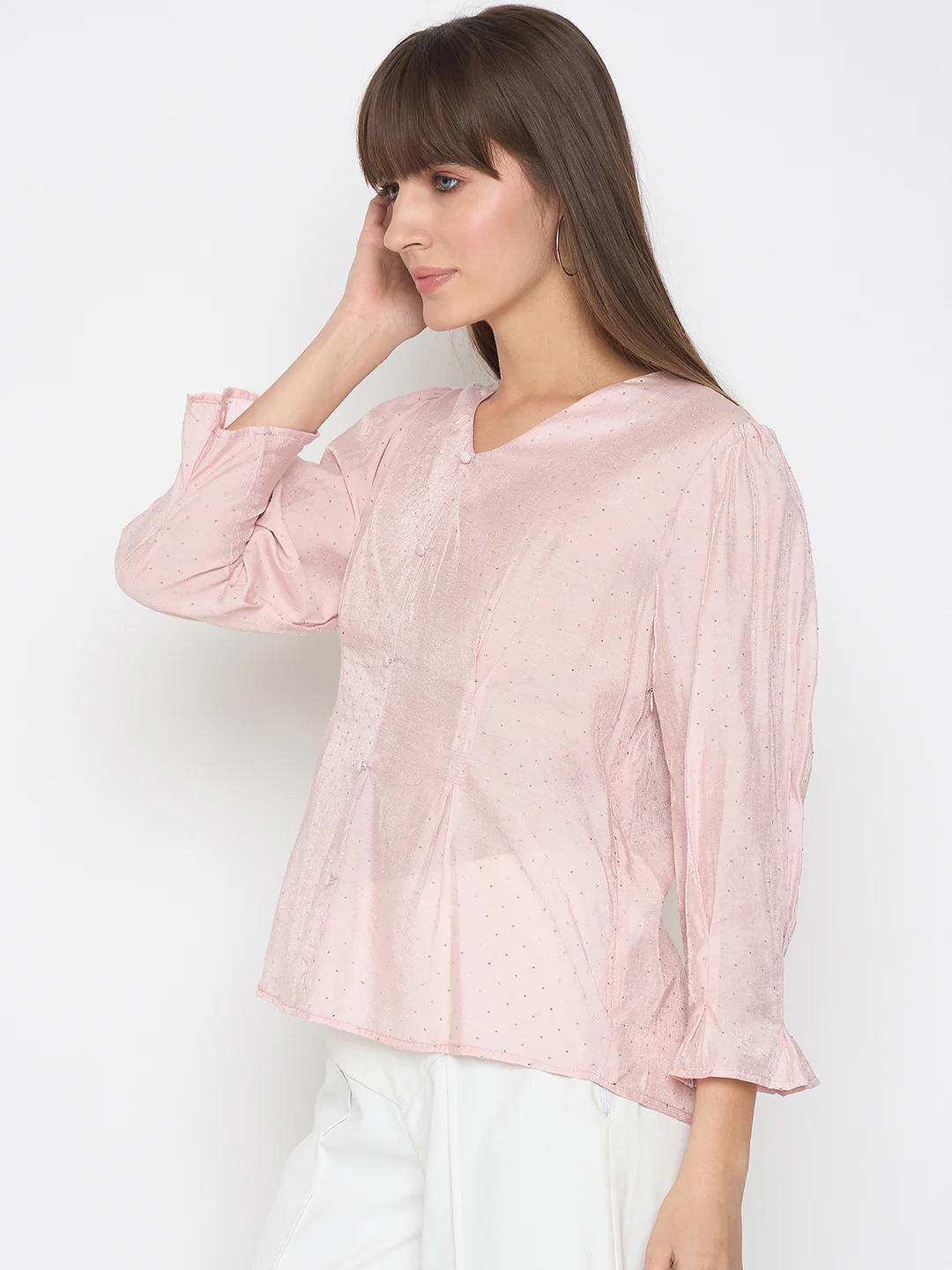 Madame Nylon Swarovski Dart Detailed Peach Top - Image 5