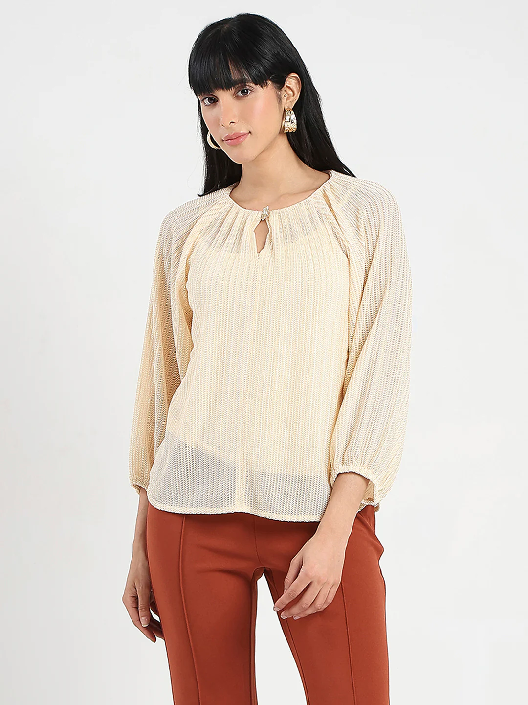 Madame Beige Rayon Blend Top - Image 3