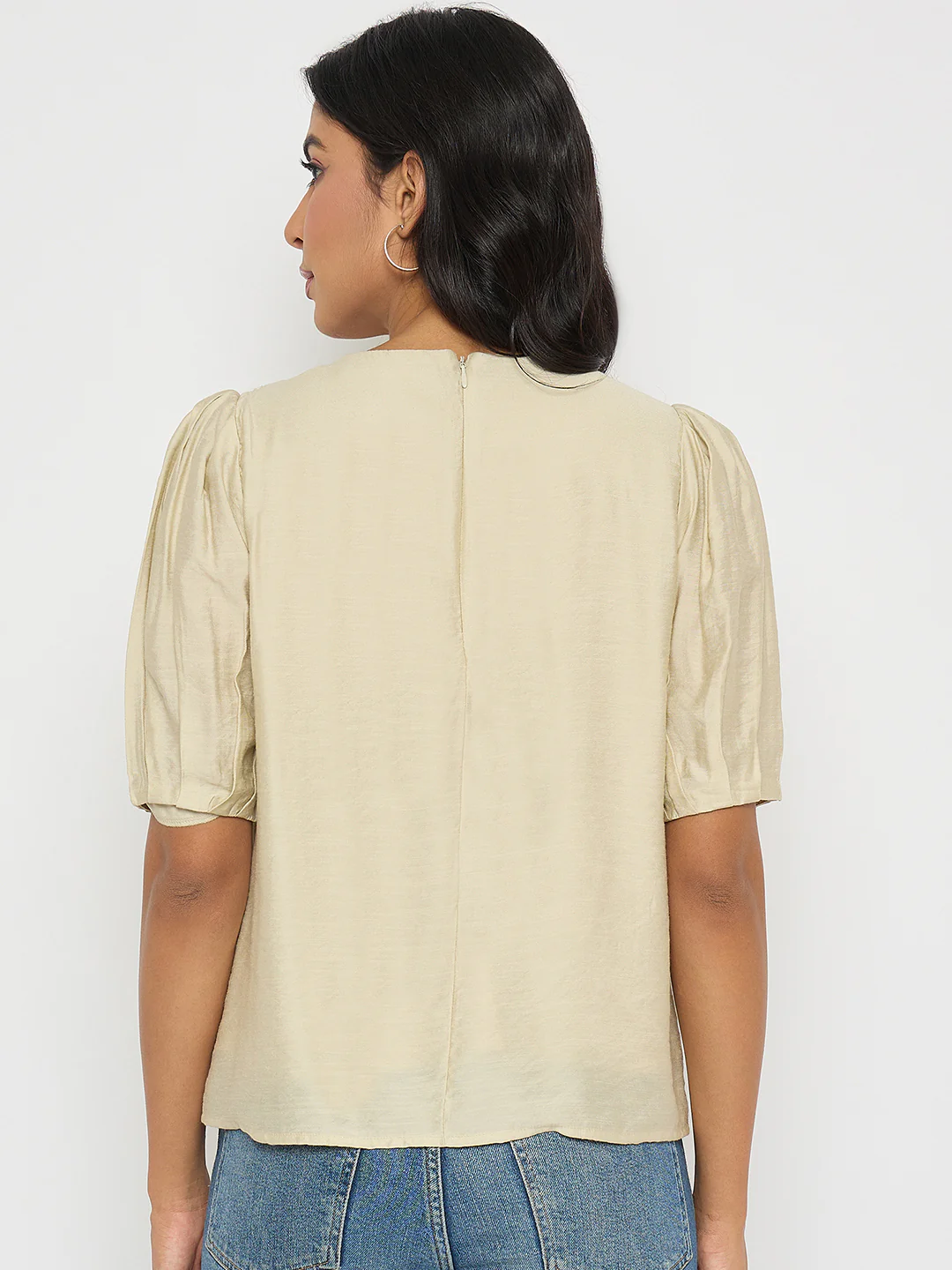 Madame Embellished Rayon Blend Beige Top - Image 6